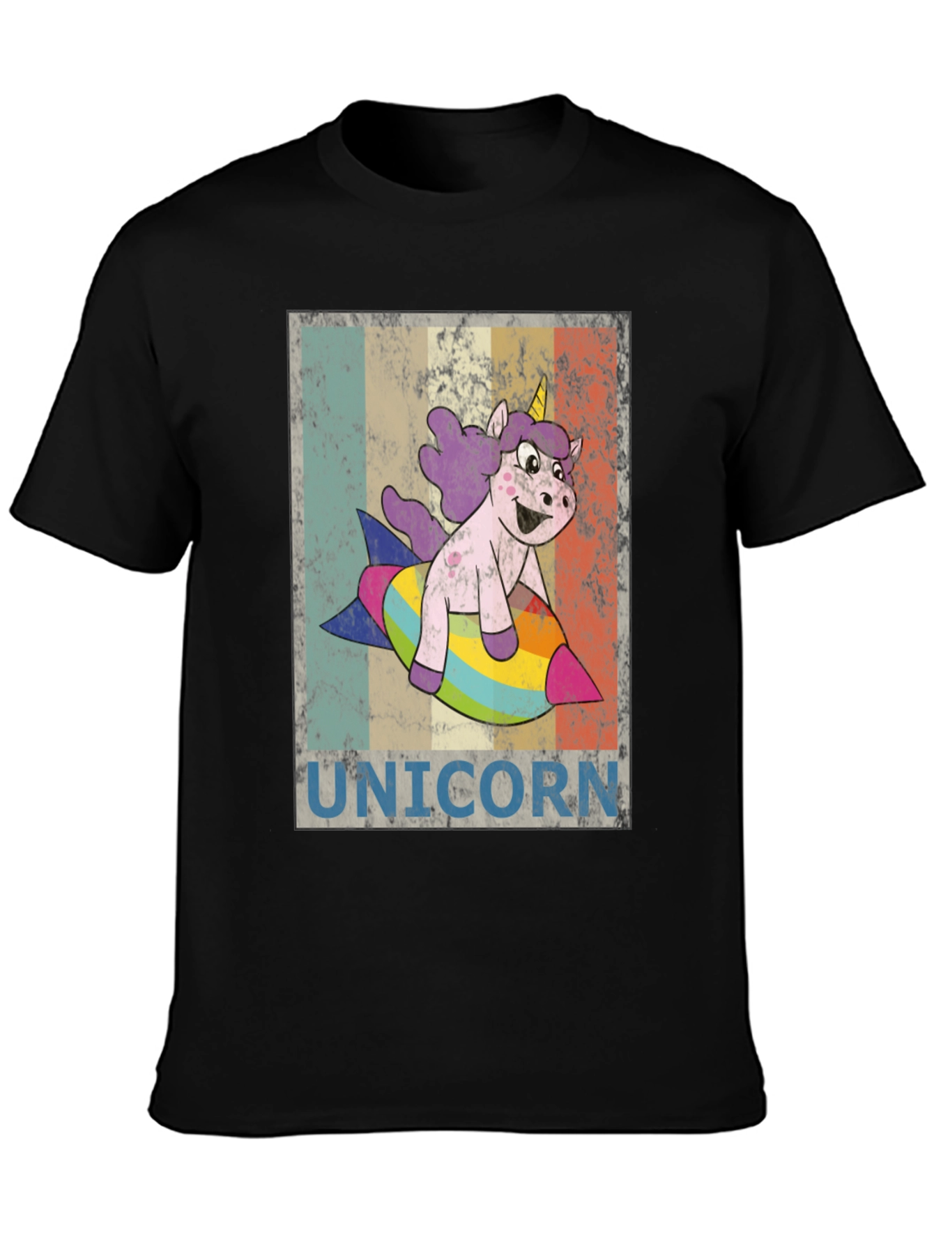 Black Unicorn Rocket Ride Graphic Tee - Fun & Unique! view 3