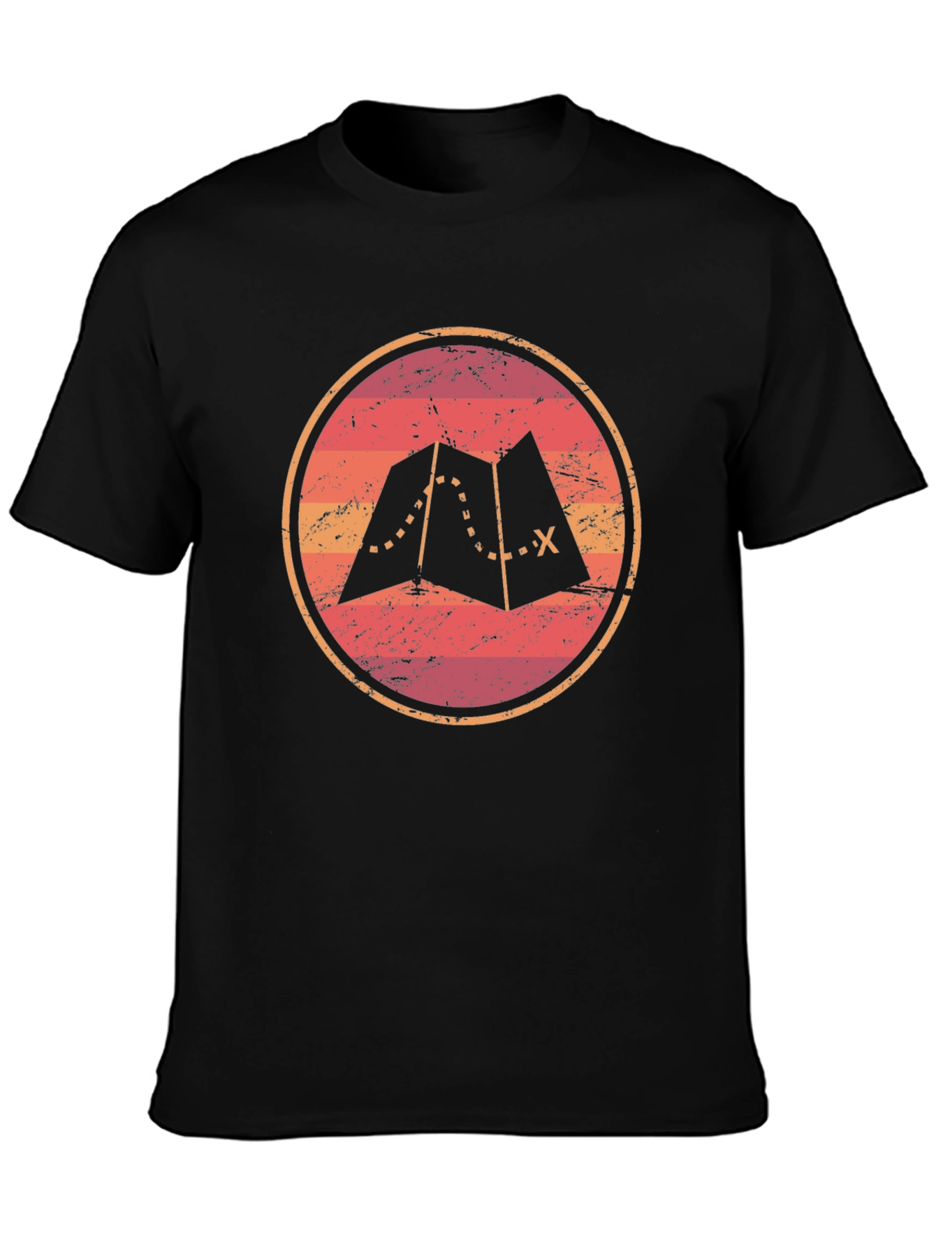 Black Adventure Map Graphic Tee - Unisex Soft Black T-Shirt view 3