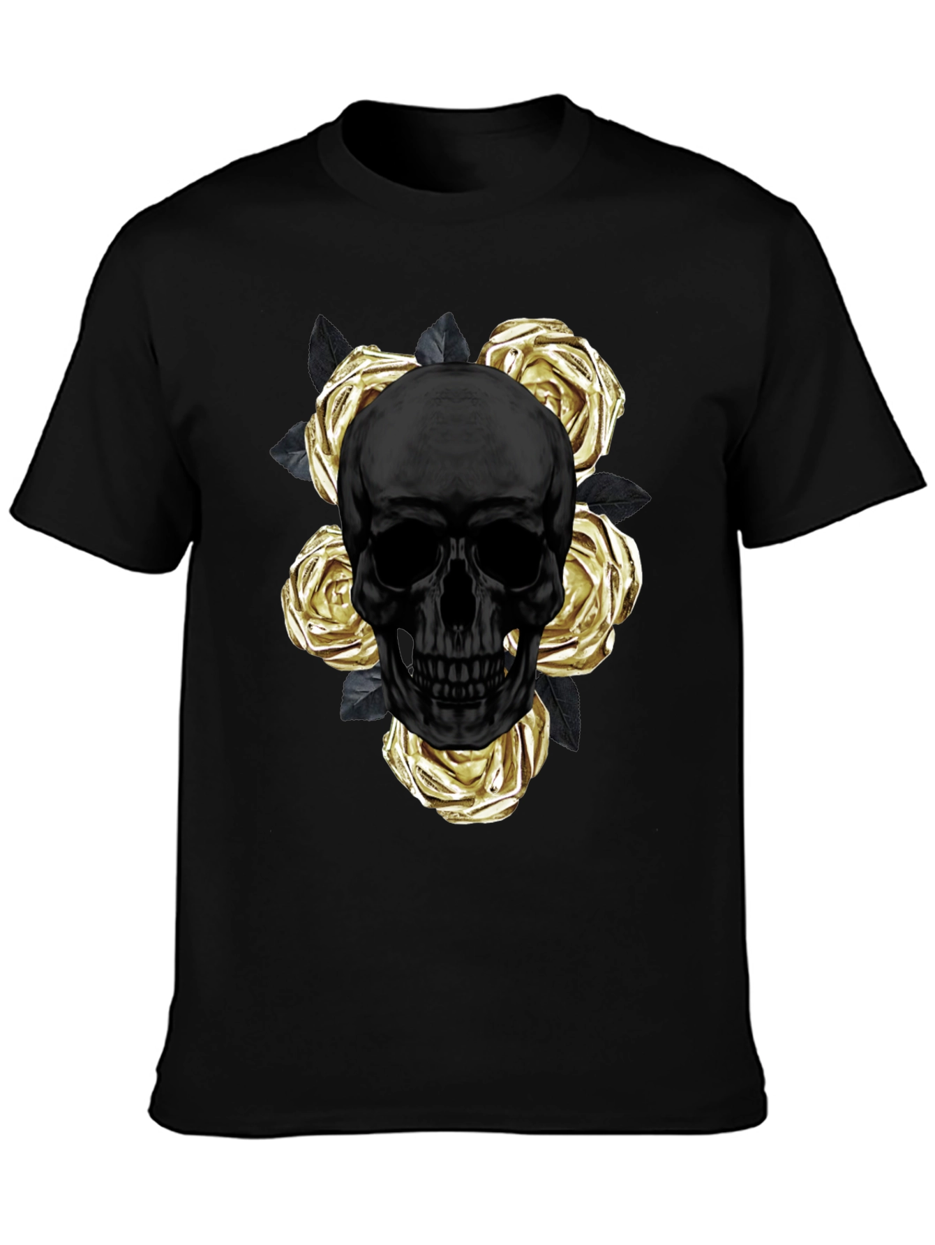 Black Skull & Roses Graphic Tee - Modern Style view 3