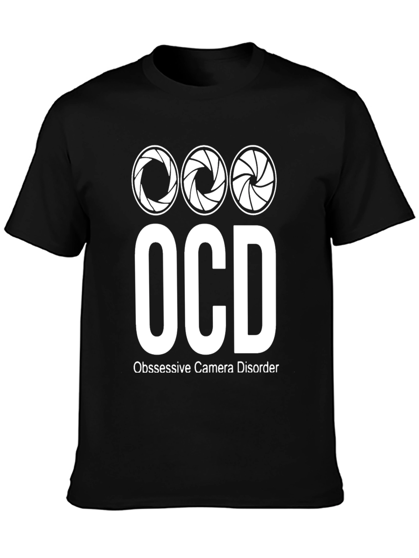 Black OCD Obsessive Camera Disorder Graphic T-Shirt view 3