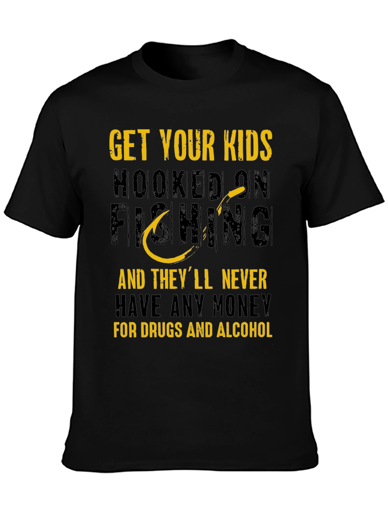 Black Get Your Kids Hooked On Fishing T-Shirt view 3