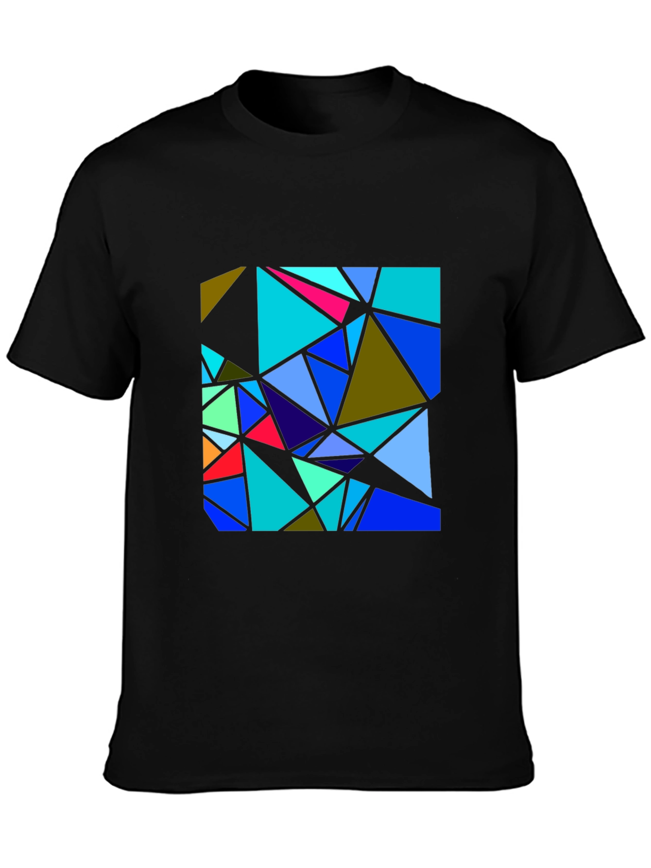 Black Abstract Geometric Triangle T-Shirt view 3