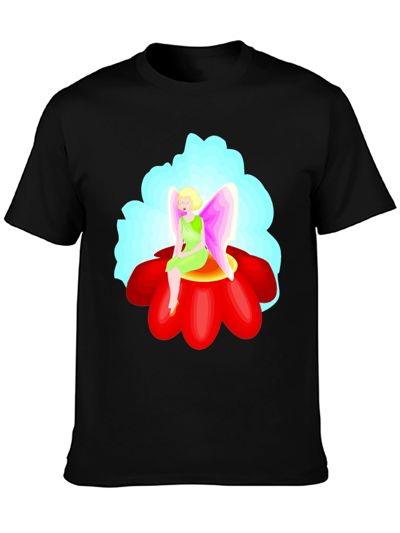 Black Fairy Flower T-Shirt - Unique Graphic Tee view 3