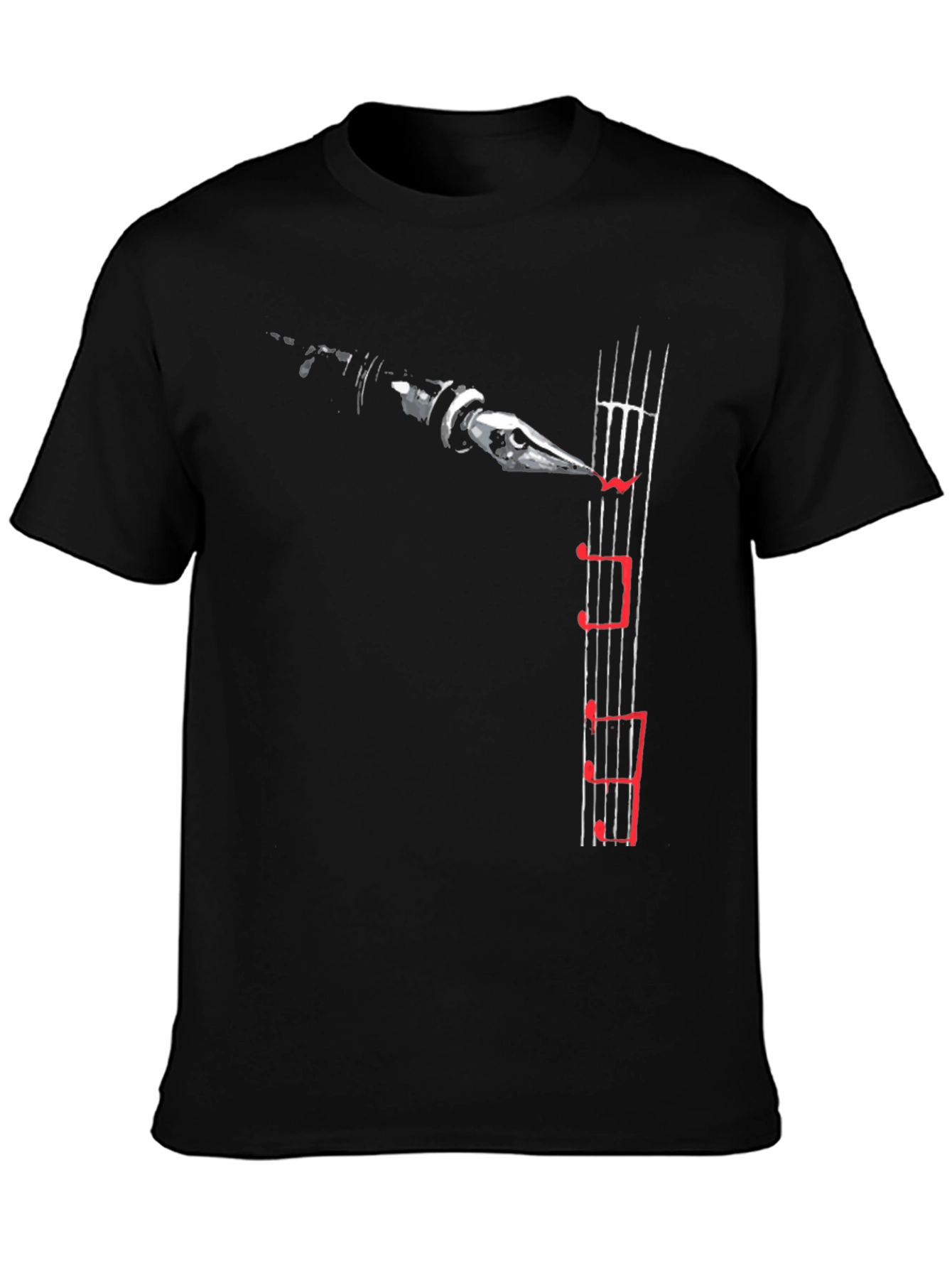 Black Musical Clarinet T-Shirt - Black, Music Lover's Tee view 3
