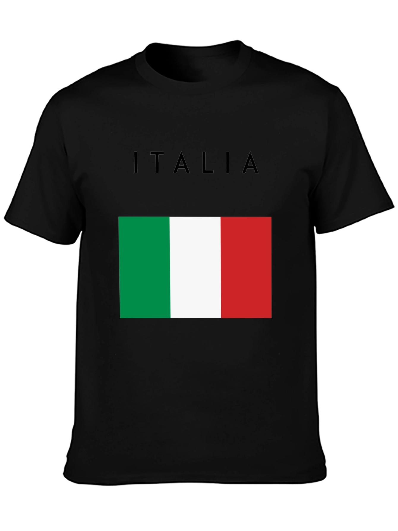 Black Italy Flag Graphic T-Shirt - Black Casual Tee view 3