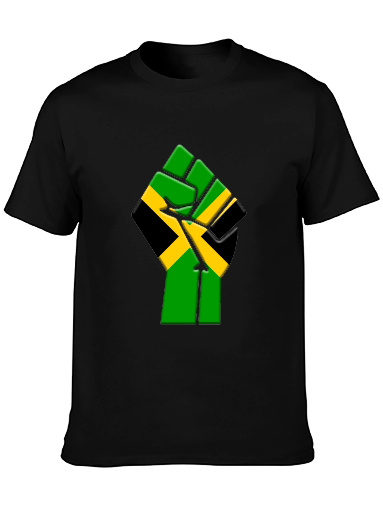 Black Jamaica Flag Fist Graphic T-Shirt - Black view 3