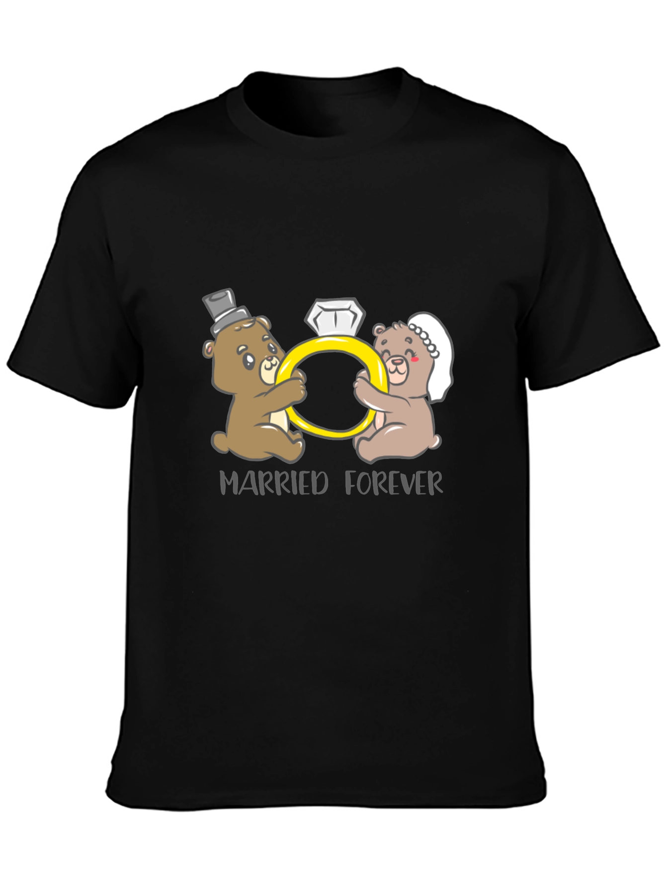 Black Married Forever Bear Couple T-Shirt view 3