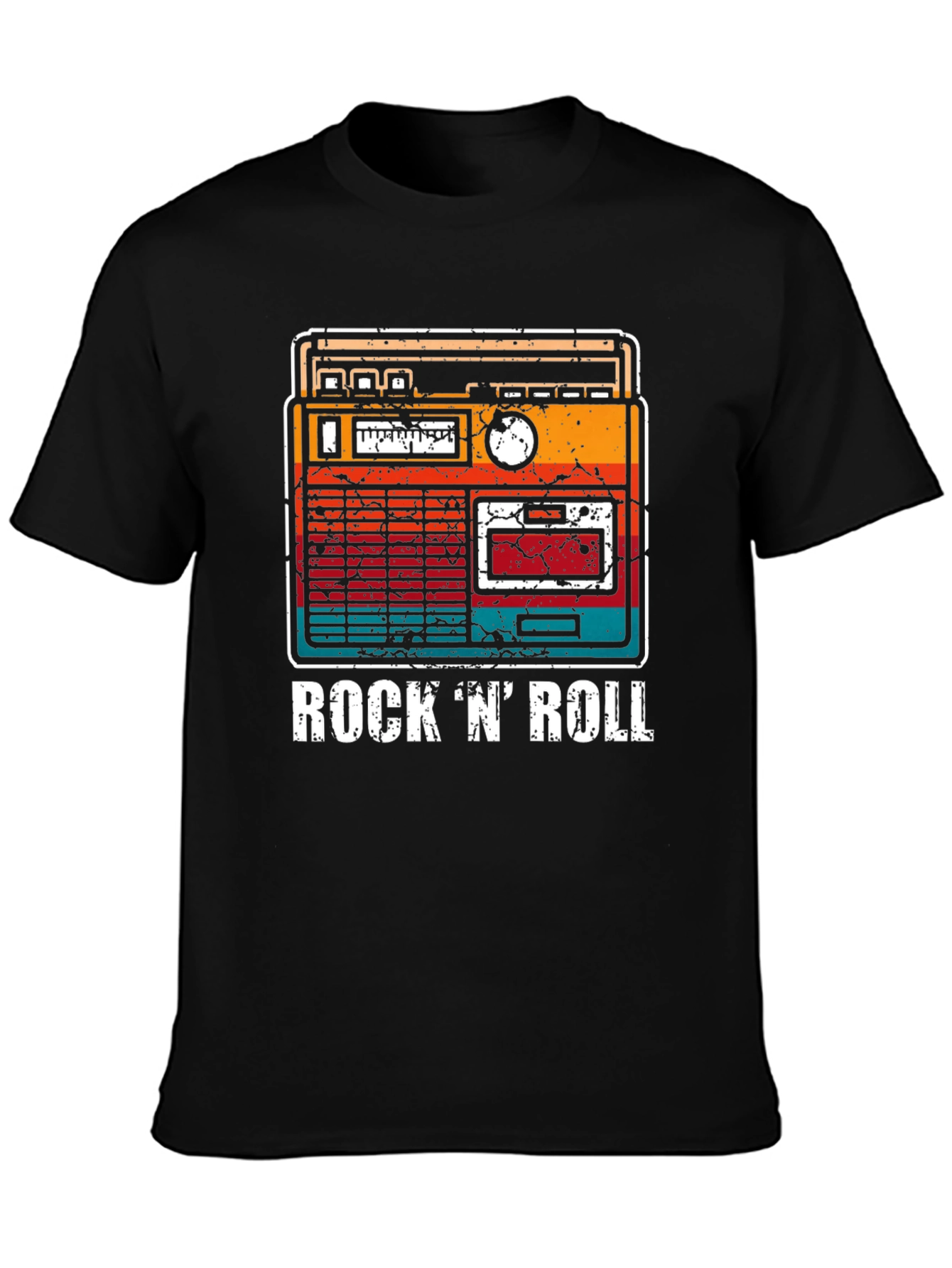 Black Retro Rock 'N' Roll Radio T-Shirt view 3