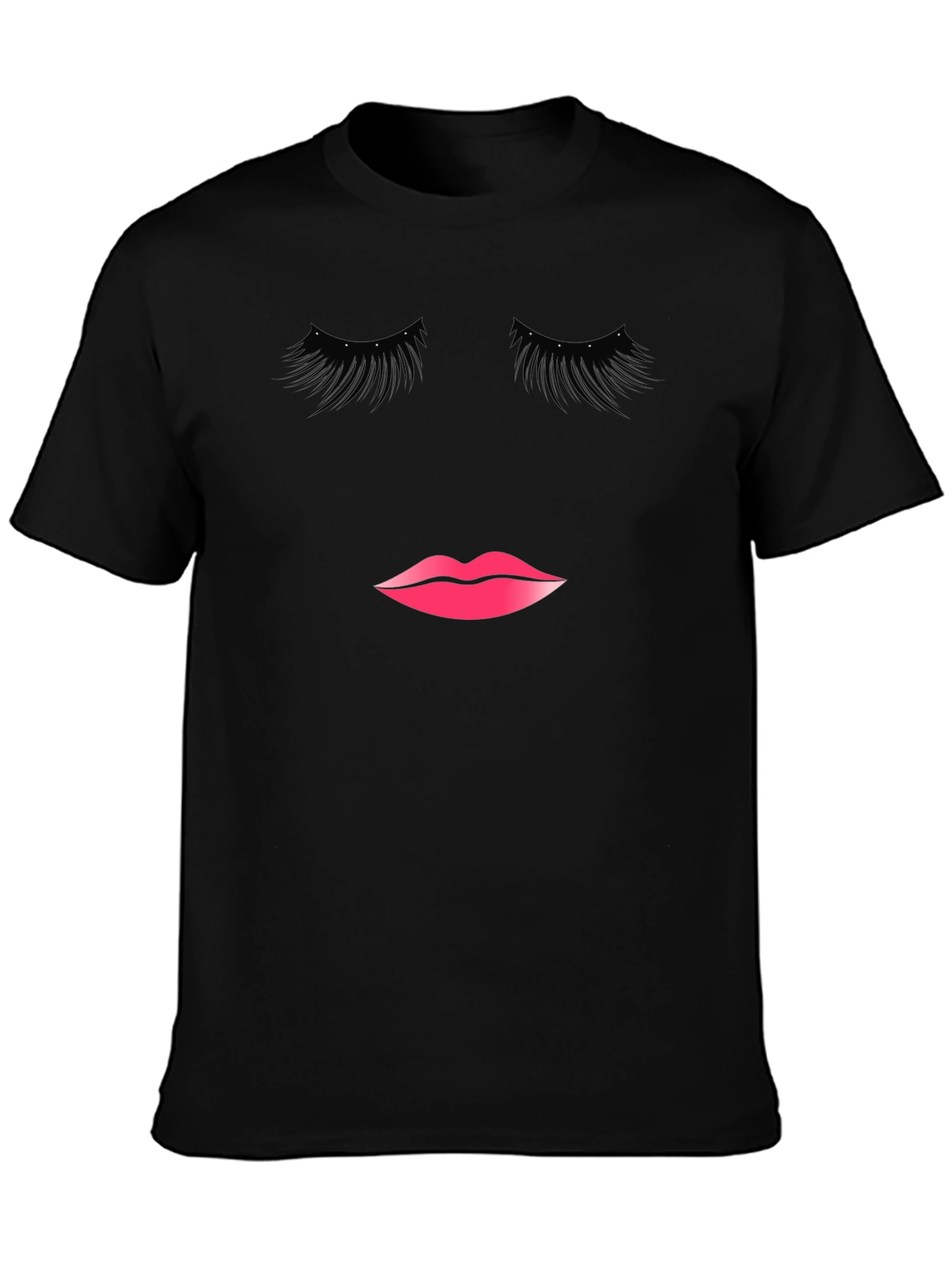 Black Eyelashes and Lips Graphic Tee - Black view 3