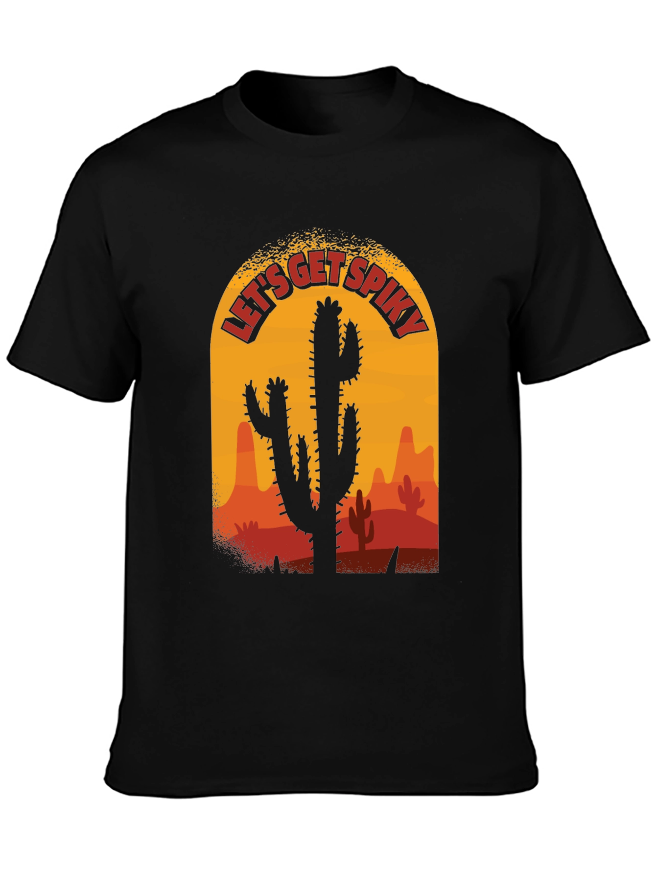 Black Let's Get Spiky Cactus T-Shirt view 3