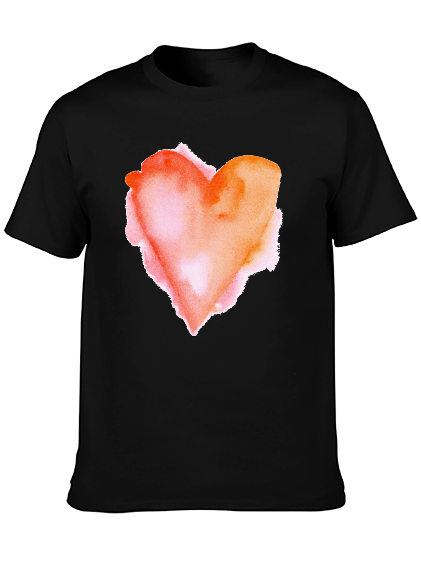 Black Watercolor Heart Graphic Tee - Soft Black Cotton Blend view 3