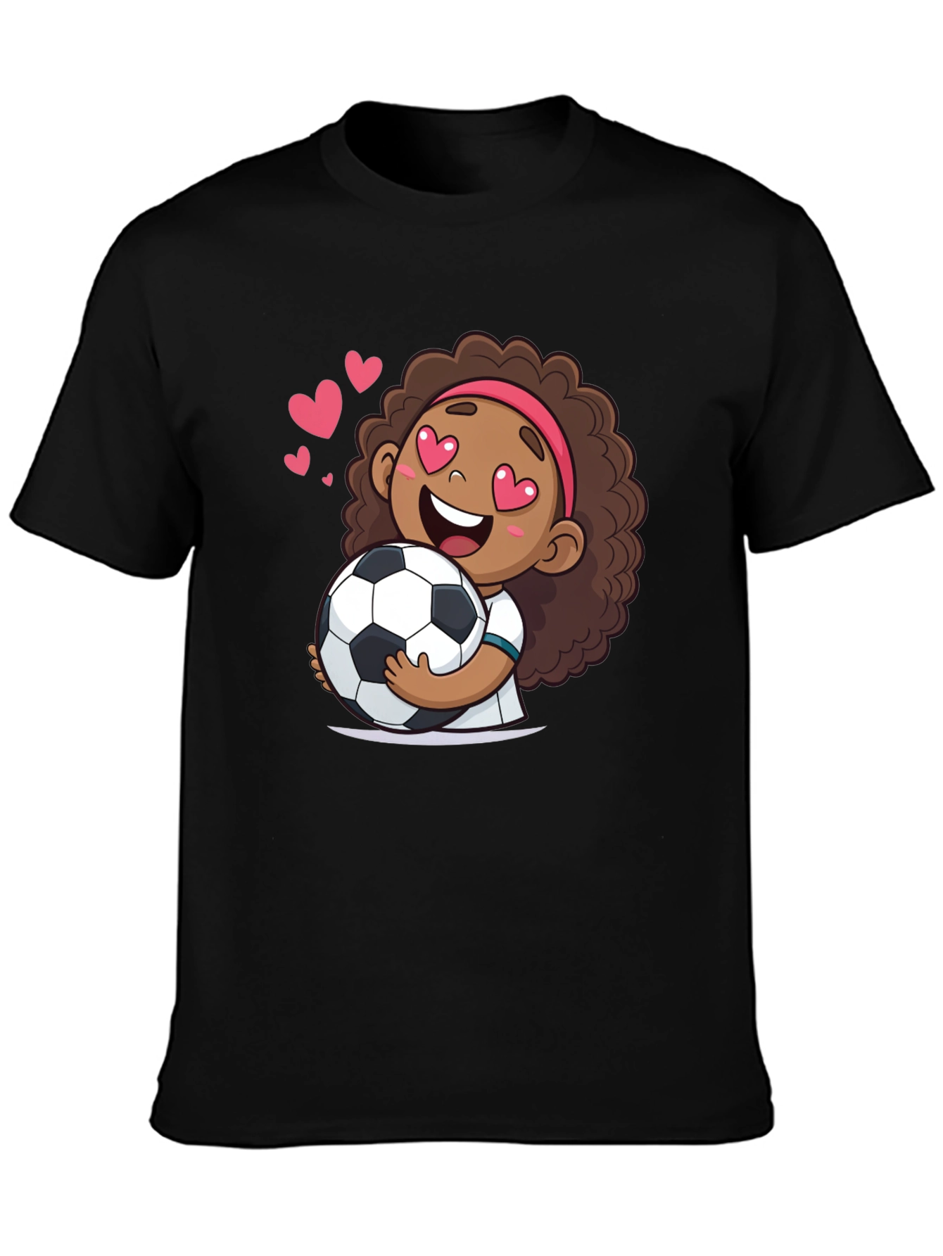 Black Cute Soccer Girl T-Shirt view 3