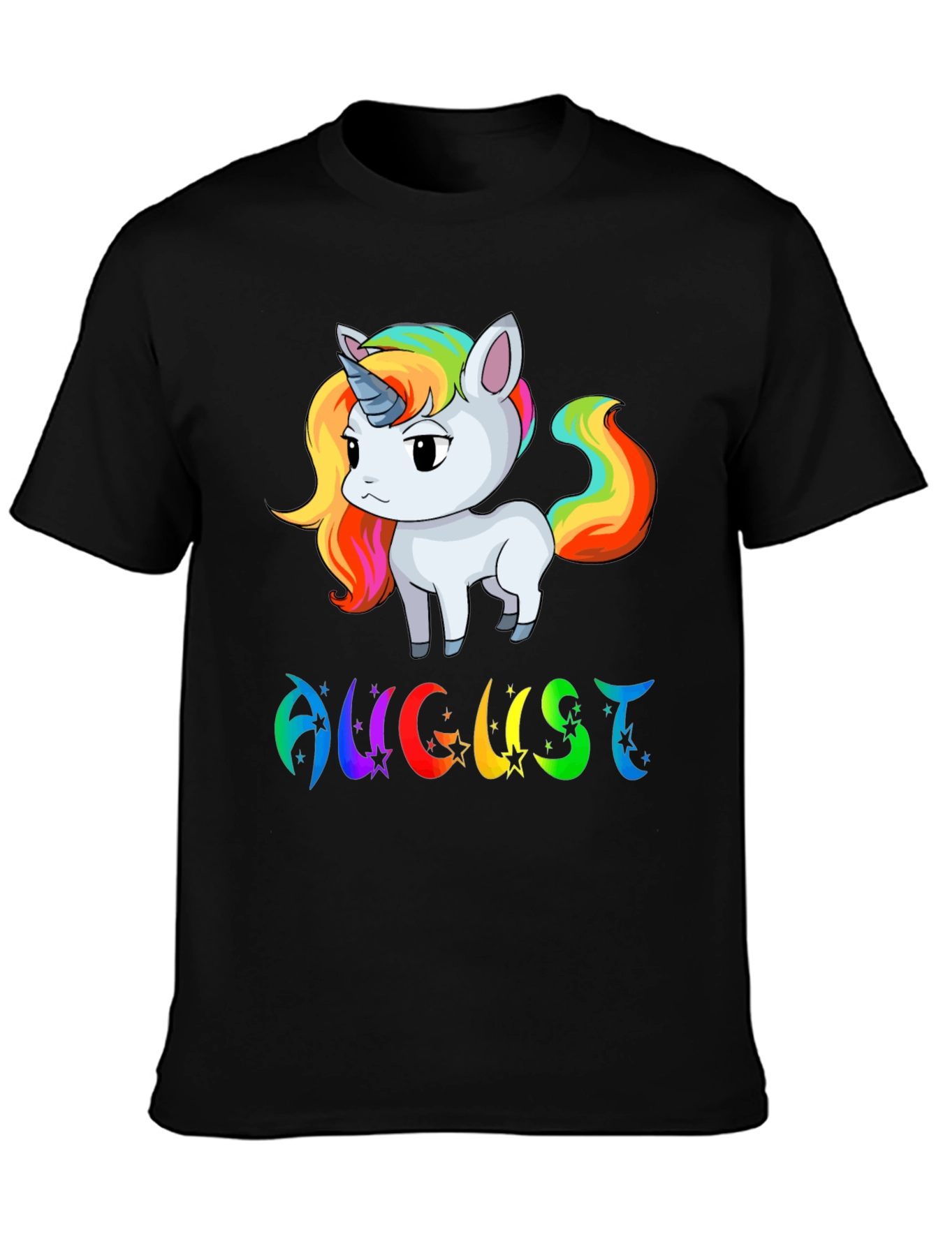 Black August Unicorn Birthday T-Shirt view 3