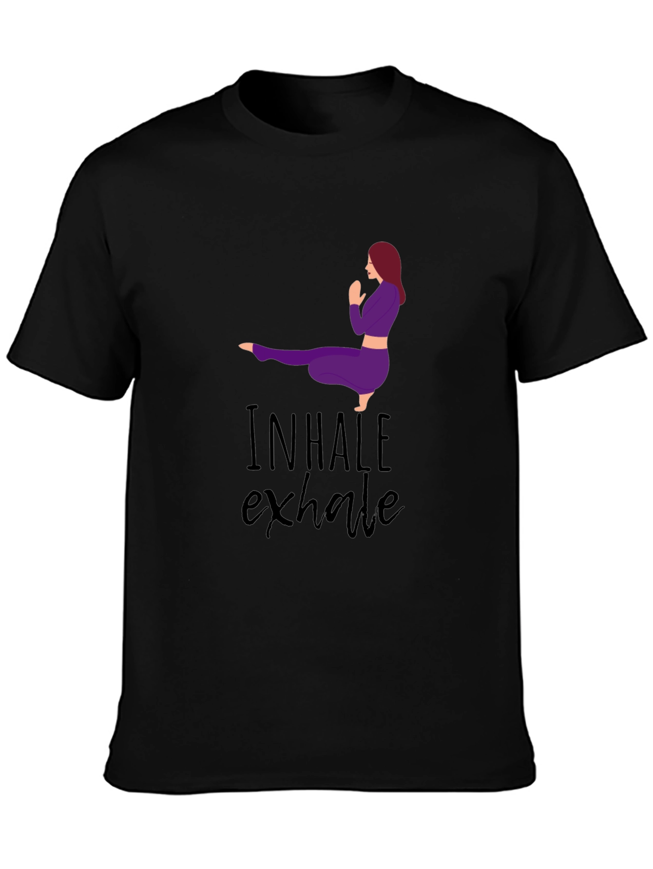 Black Inhale Exhale Yoga Graphic Tee - Black view 3