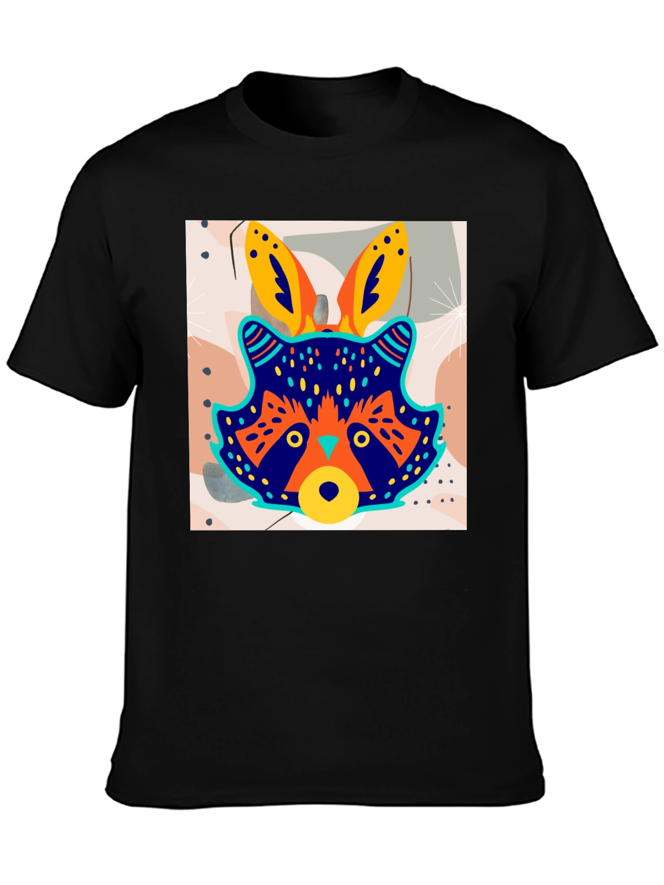 Black Funky Raccoon Graphic Tee - Stylish Men's Black T-Shirt view 3