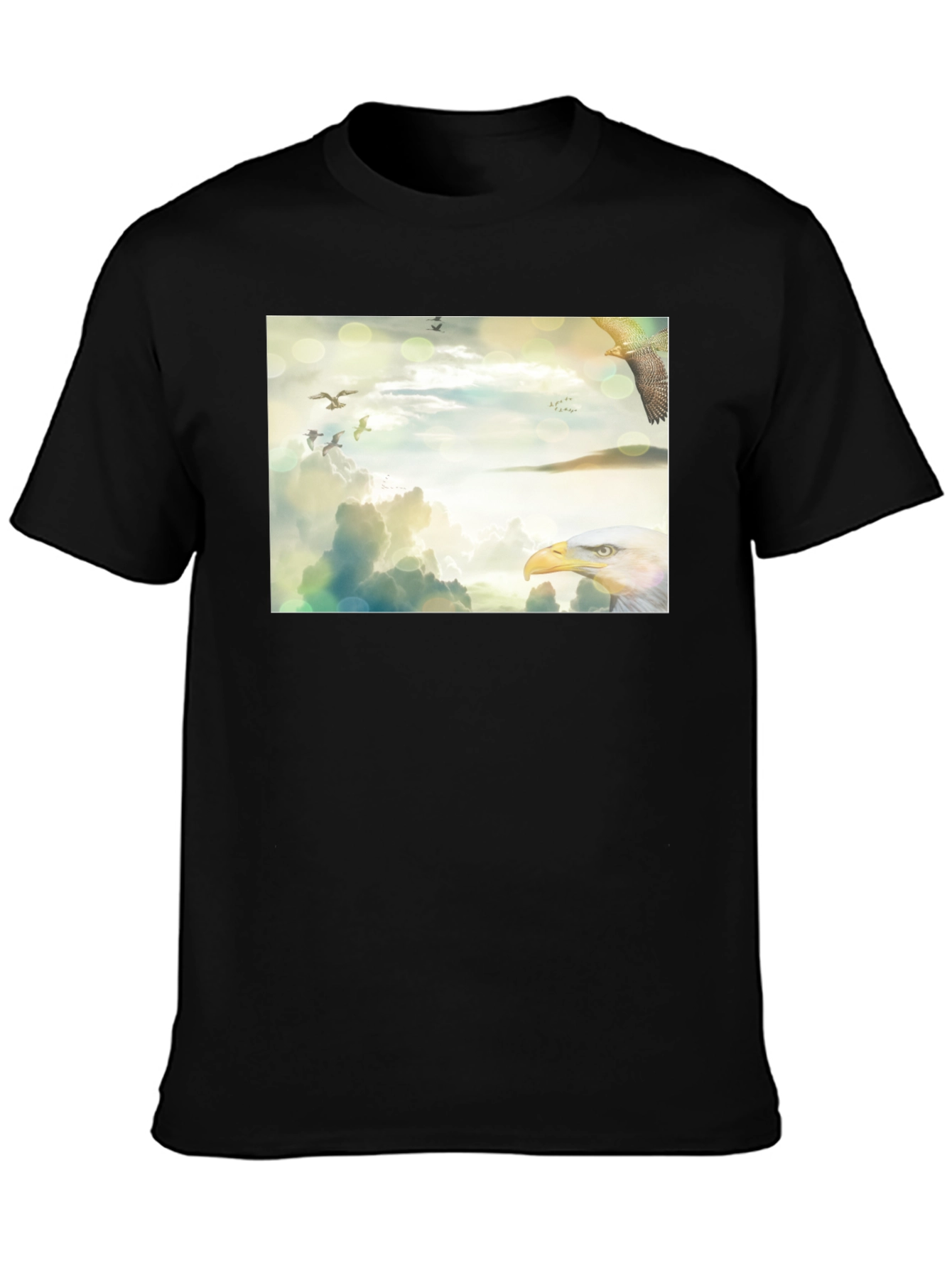Black Eagle Sky Print Black T-Shirt view 3