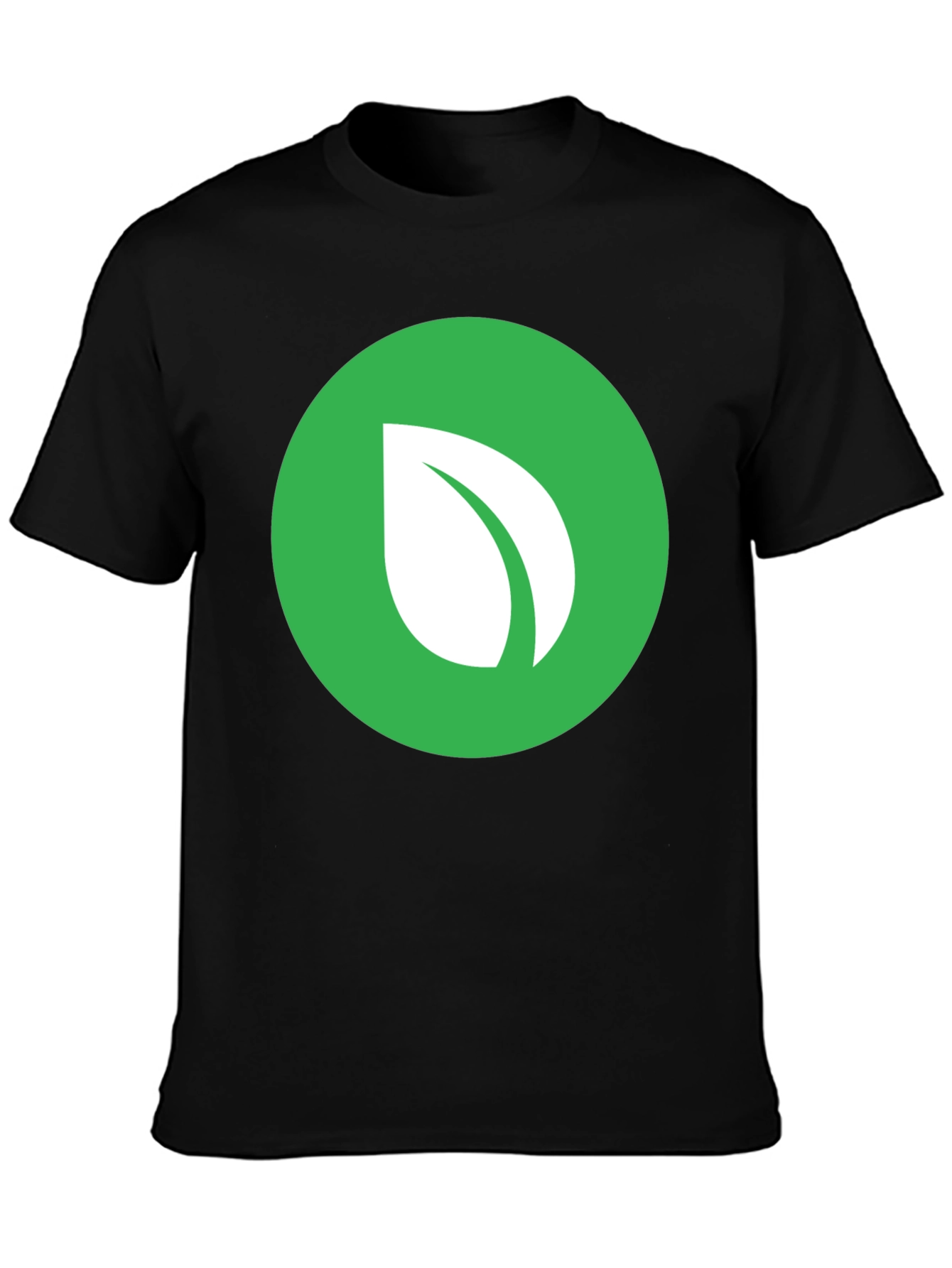 Black Green Leaf Logo Black T-Shirt view 3