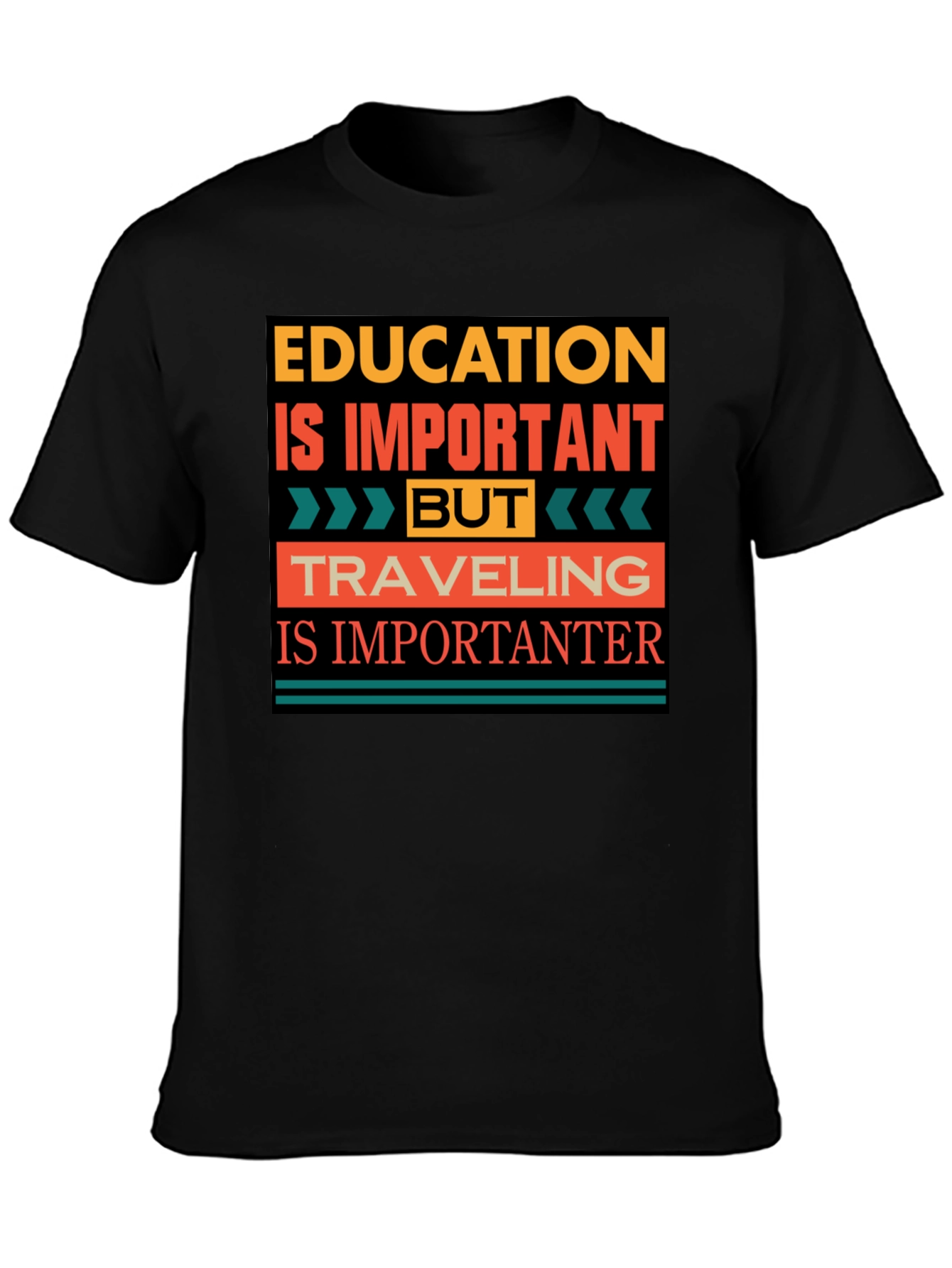 Black Education vs Travel T-Shirt - Importanter view 3