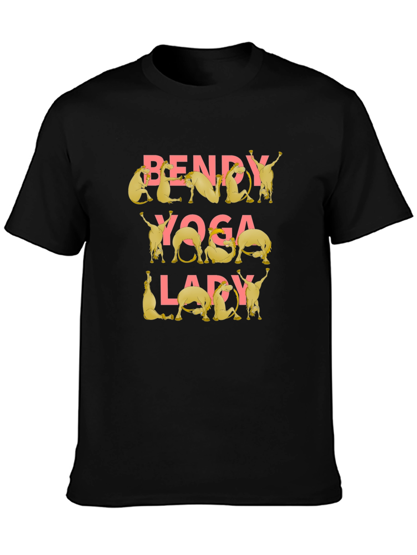 Black Bendy Yoga Lady Camel Graphic Tee view 3