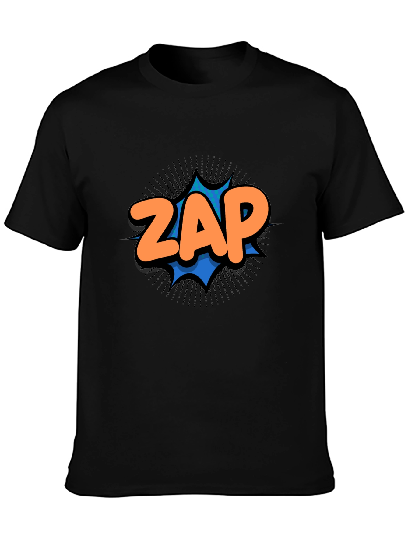 Black ZAP Comic Graphic T-Shirt - Black Cotton Tee view 3