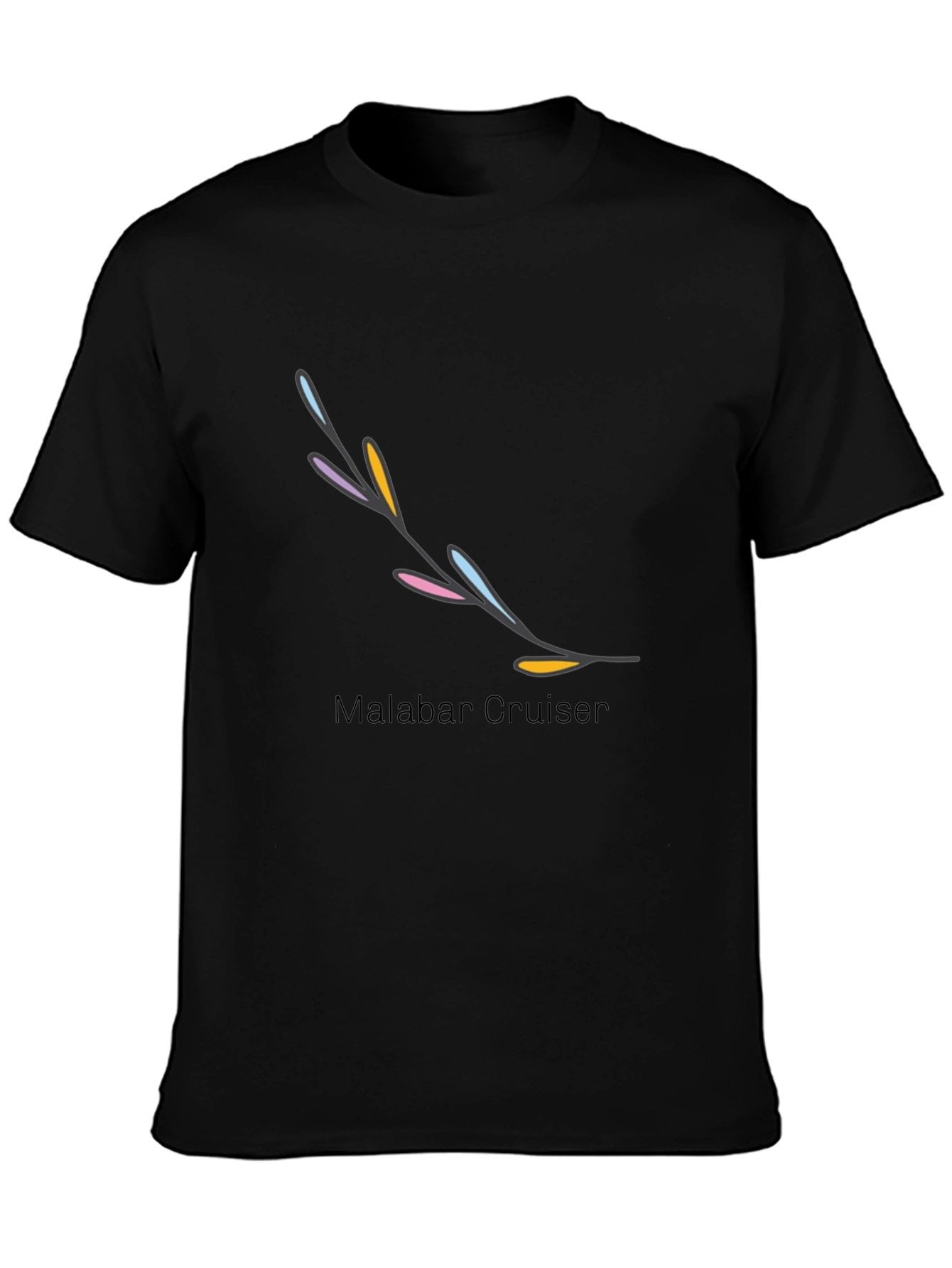 Black Trendy Black Graphic Tee with Artistic Branch Design view 3