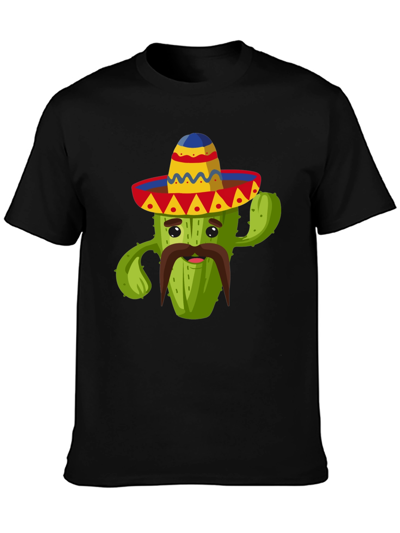 Black Cactus Sombrero Graphic Tee - Fun Cinco de Mayo Shirt view 3
