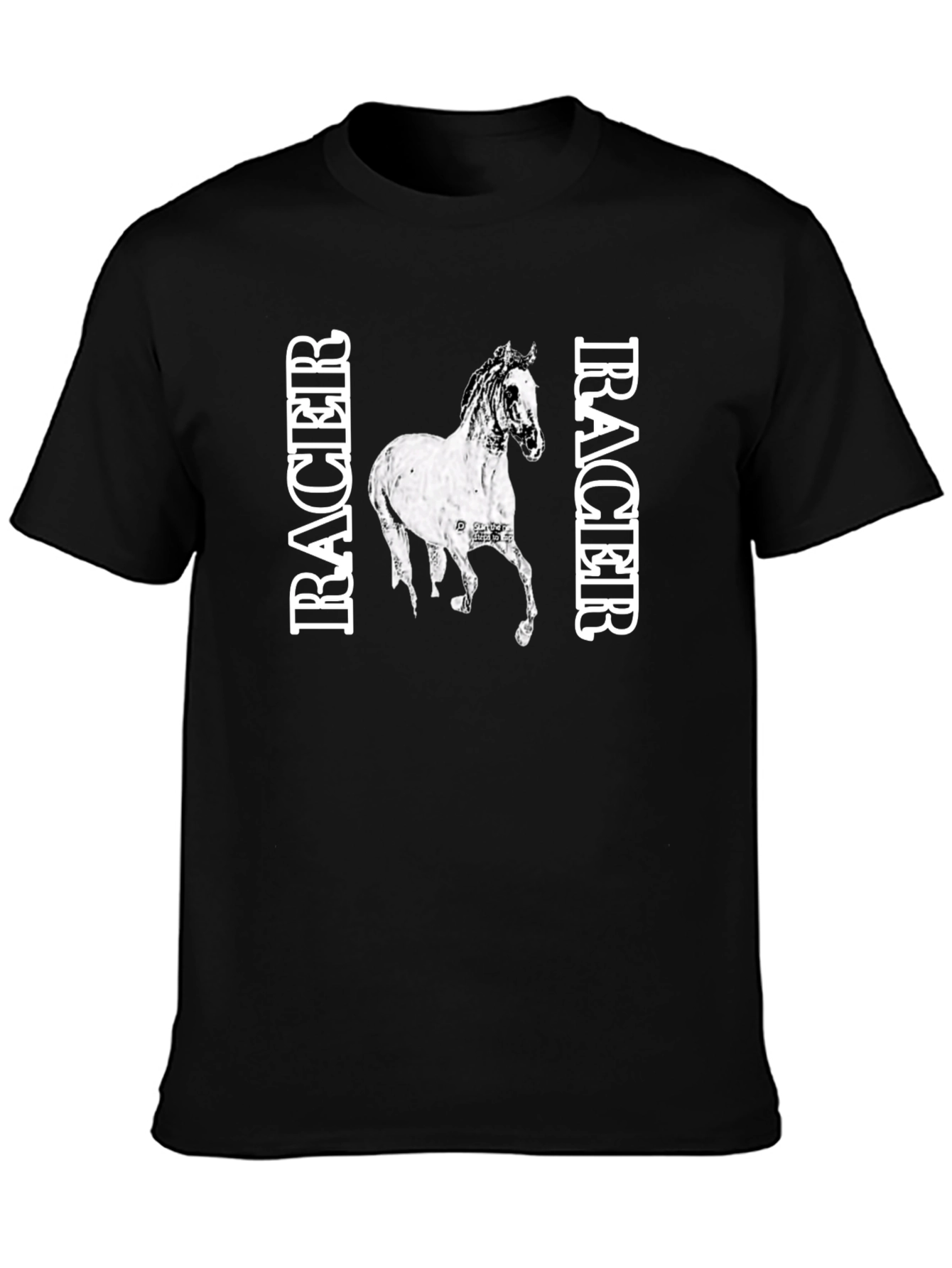 Black Racer Horse Graphic Tee - Stylish Black T-Shirt view 3