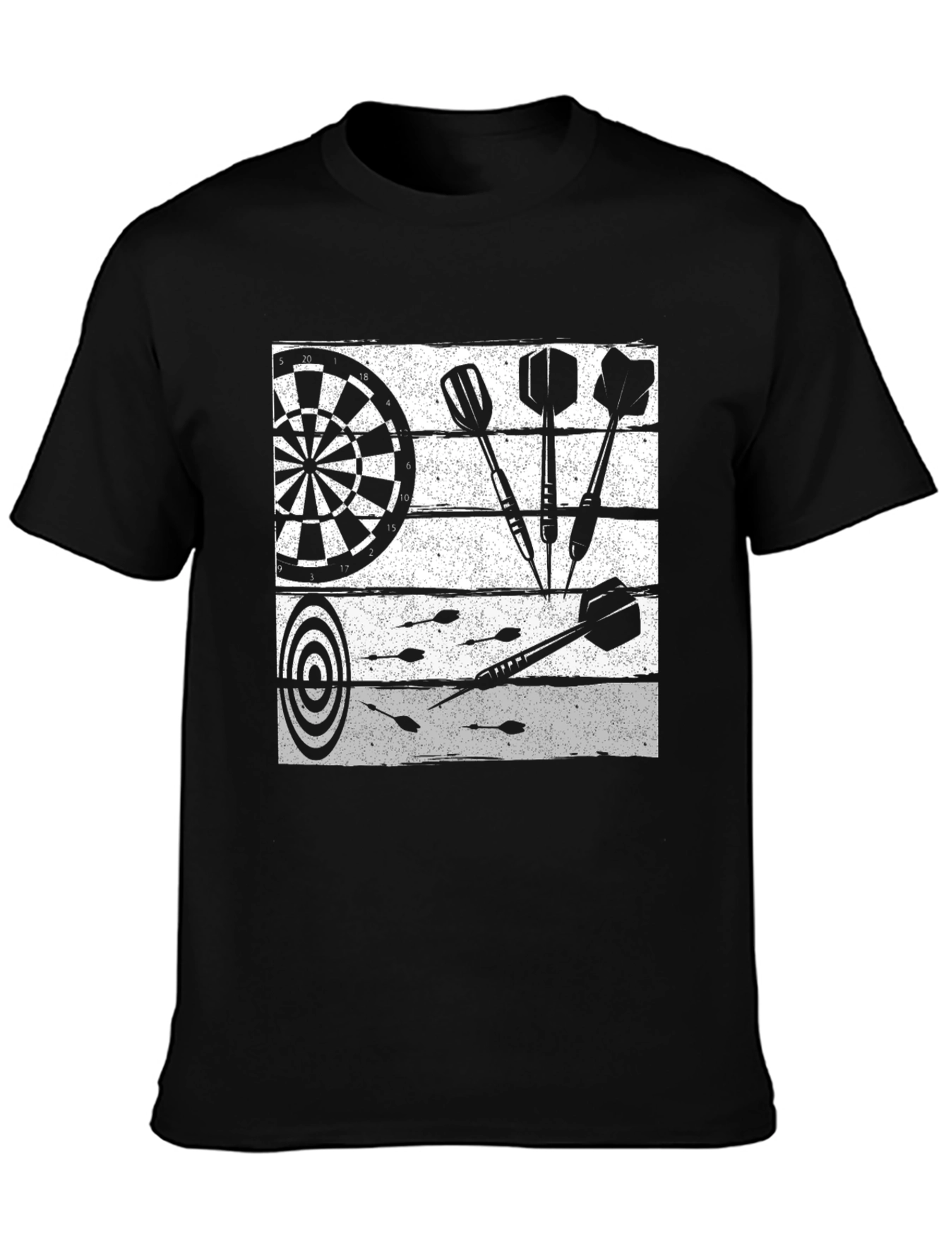 Black Darts Graphic T-Shirt - Black Cotton Tee view 3