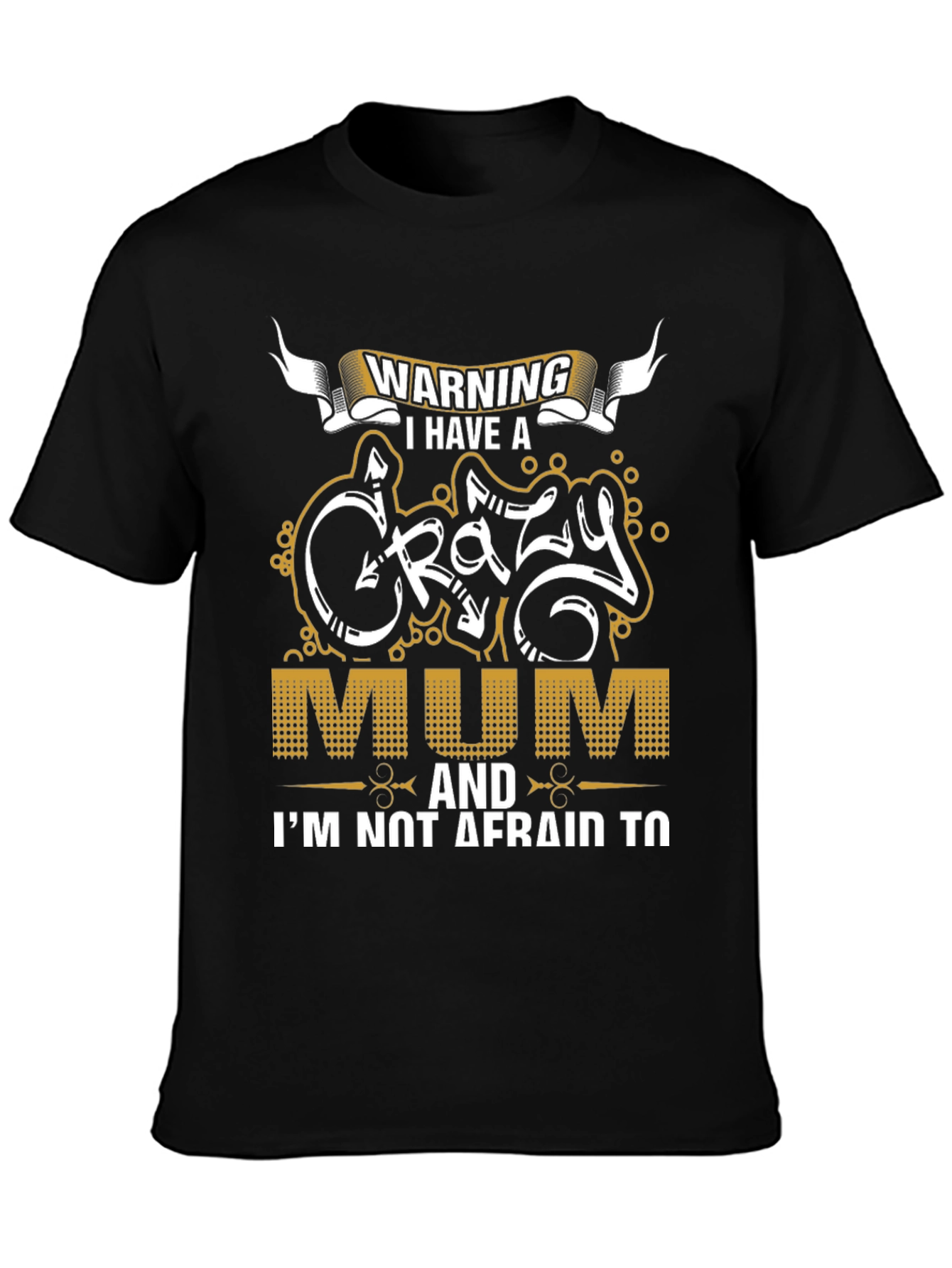 Black Warning Crazy Mum Graphic Tee view 3
