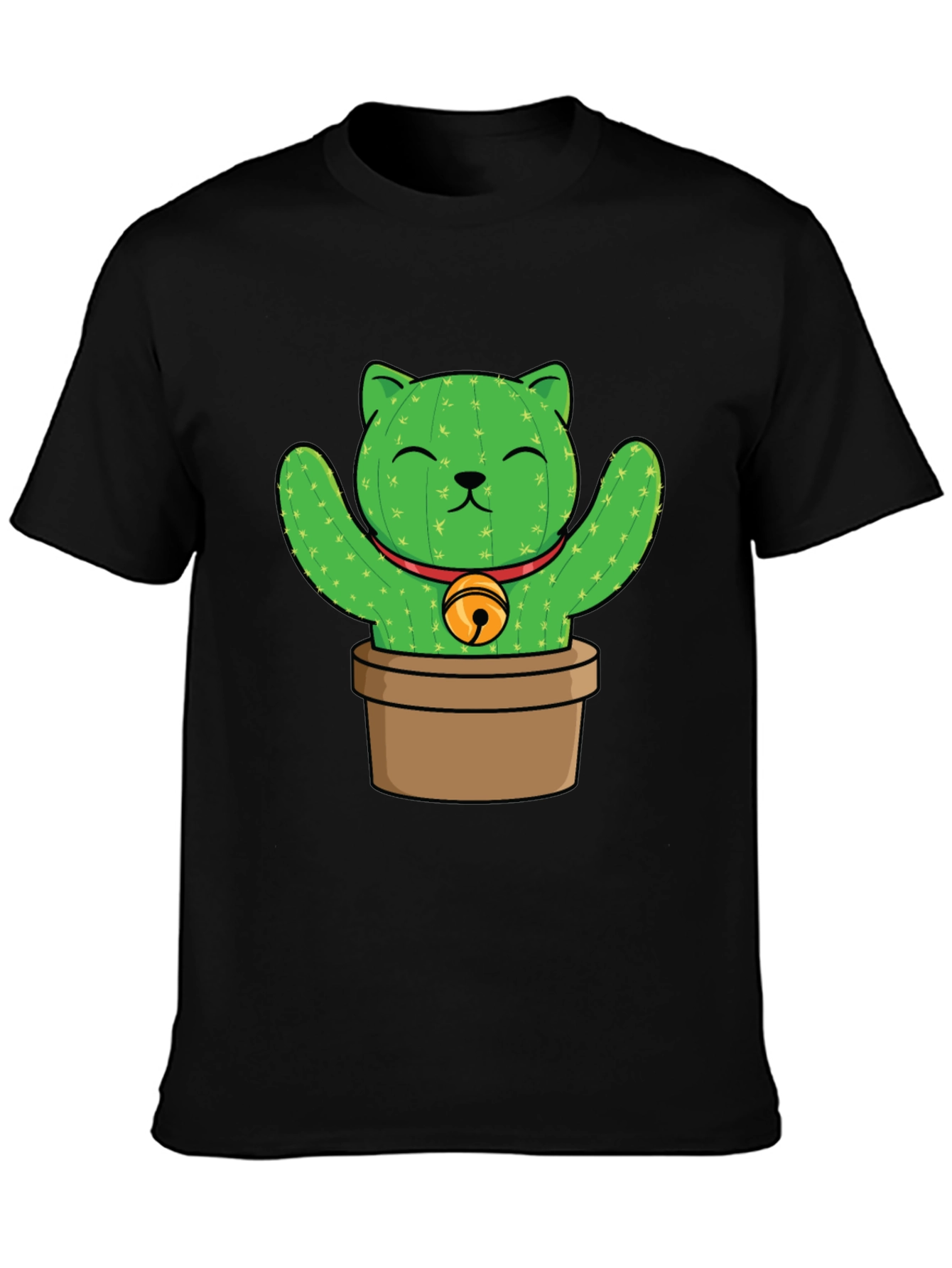Black Cactus Cat T-Shirt - Funny Plant Lover Tee view 3