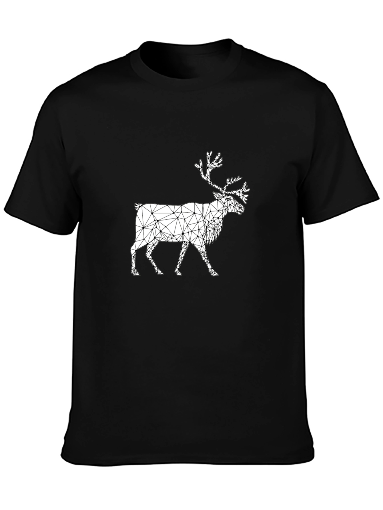 Black Geometric Reindeer Graphic Black T-Shirt view 3
