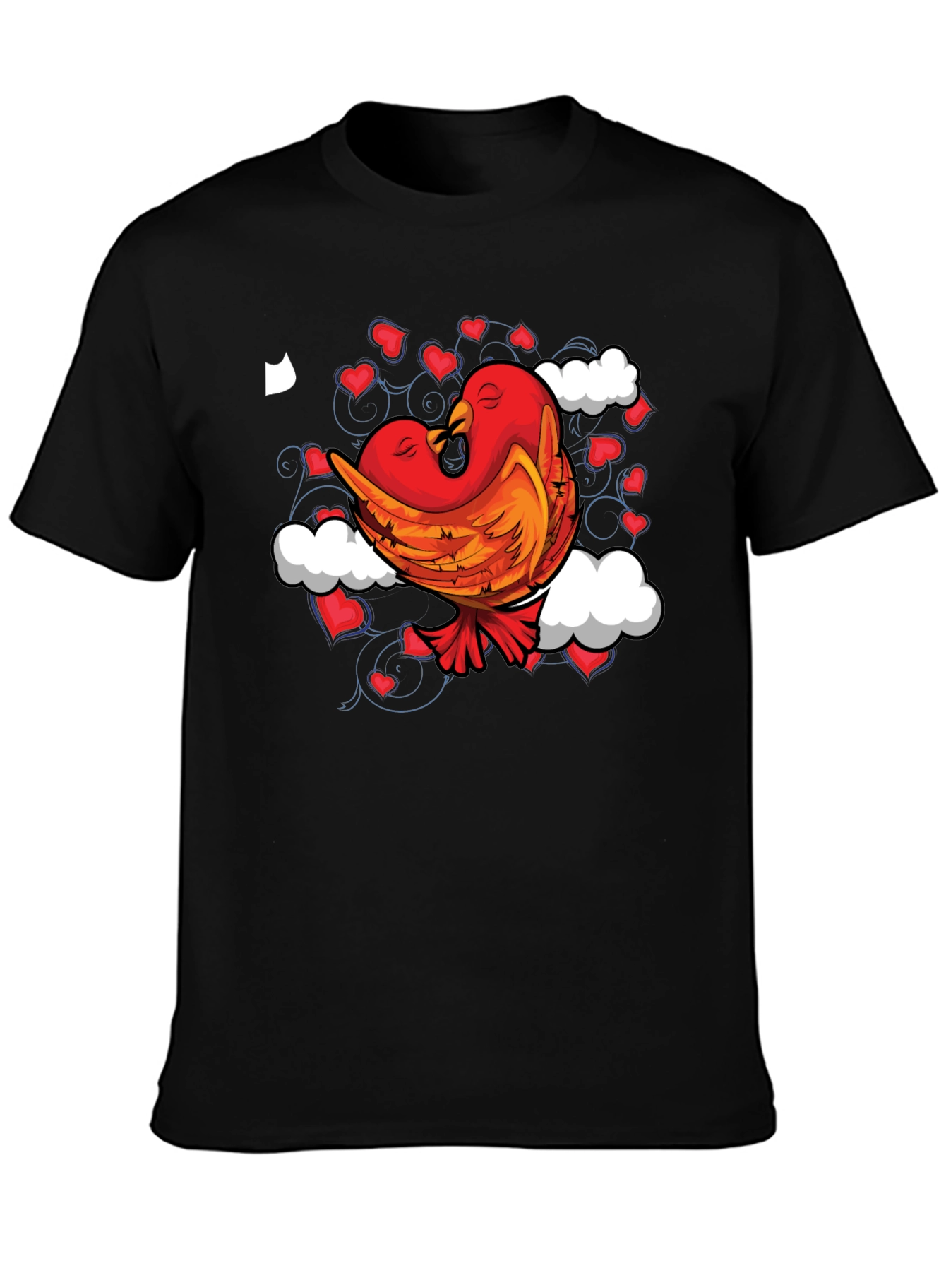 Black Love Birds Graphic Tee - Black Cotton Blend view 3