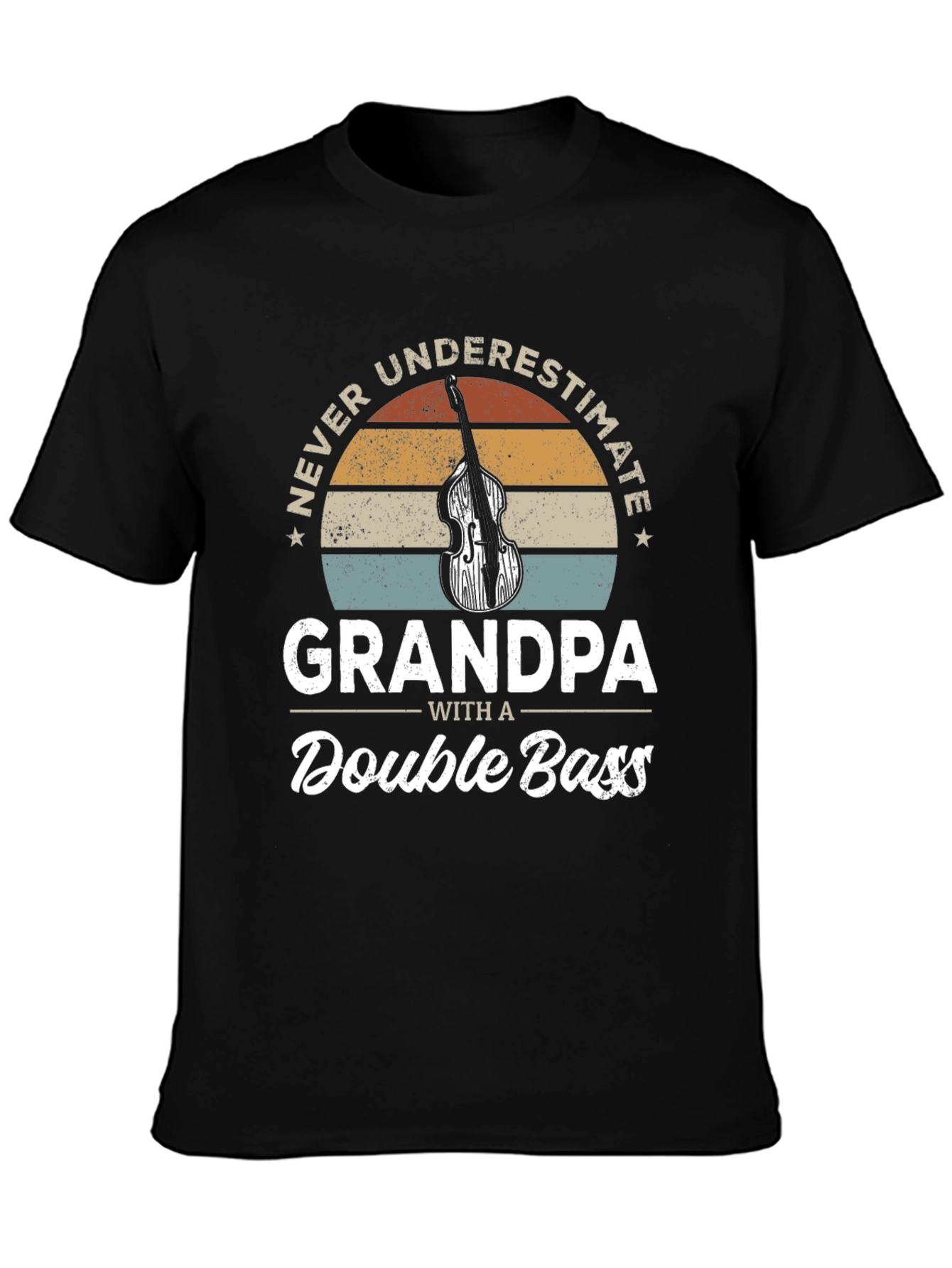 Black Grandpa Double Bass T-Shirt view 3