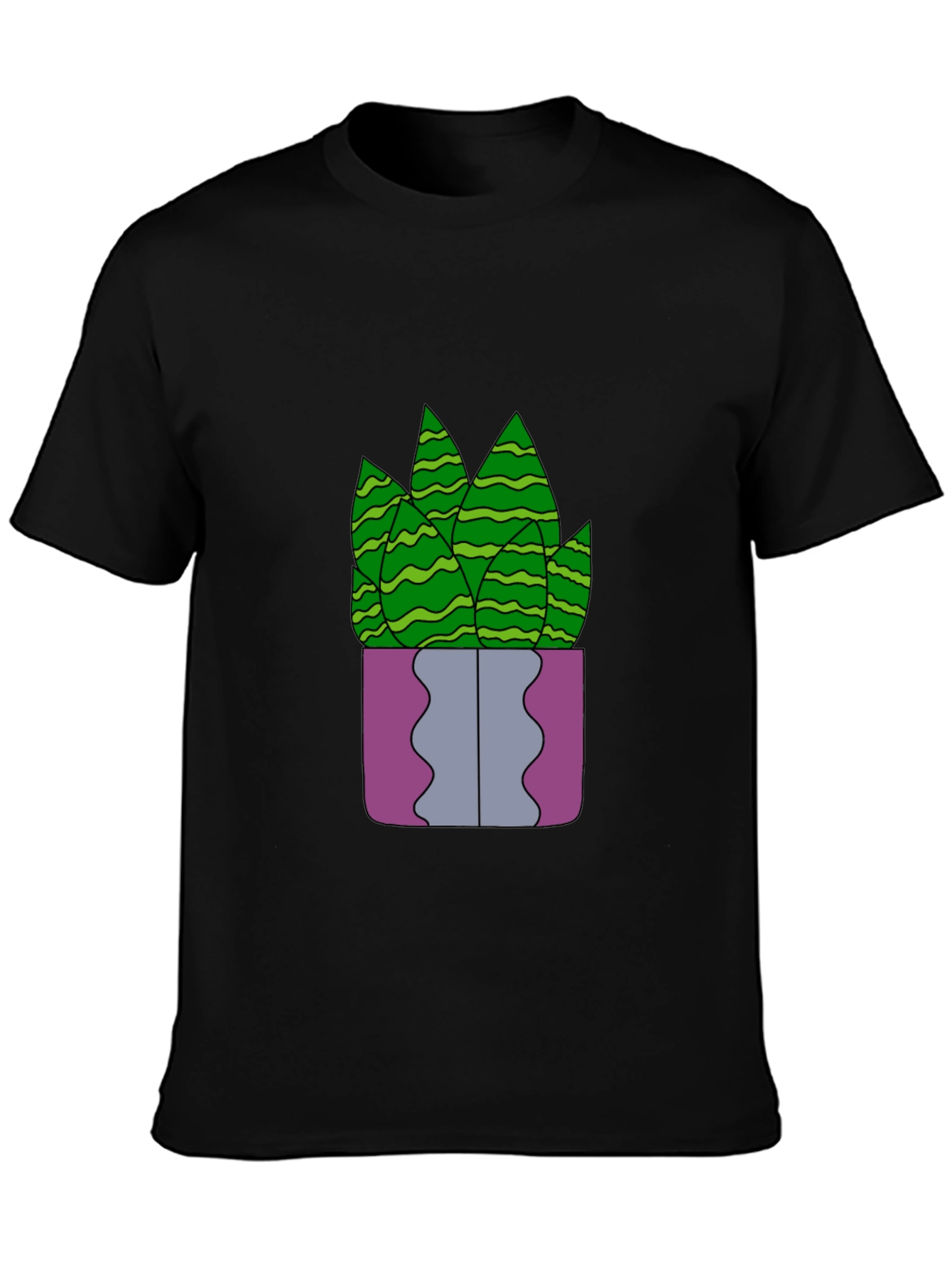 Black Potted Plant Graphic Tee - Unique Design, Soft Fabric view 3