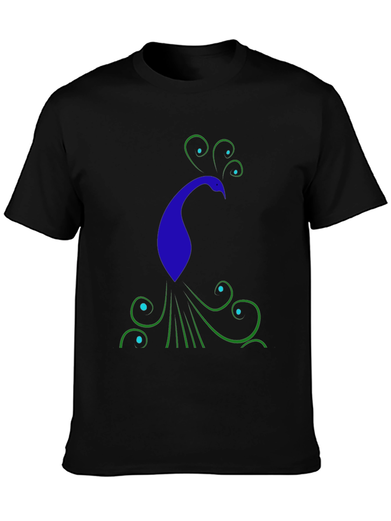 Black Stylish Peacock Graphic Print Black T-Shirt view 3