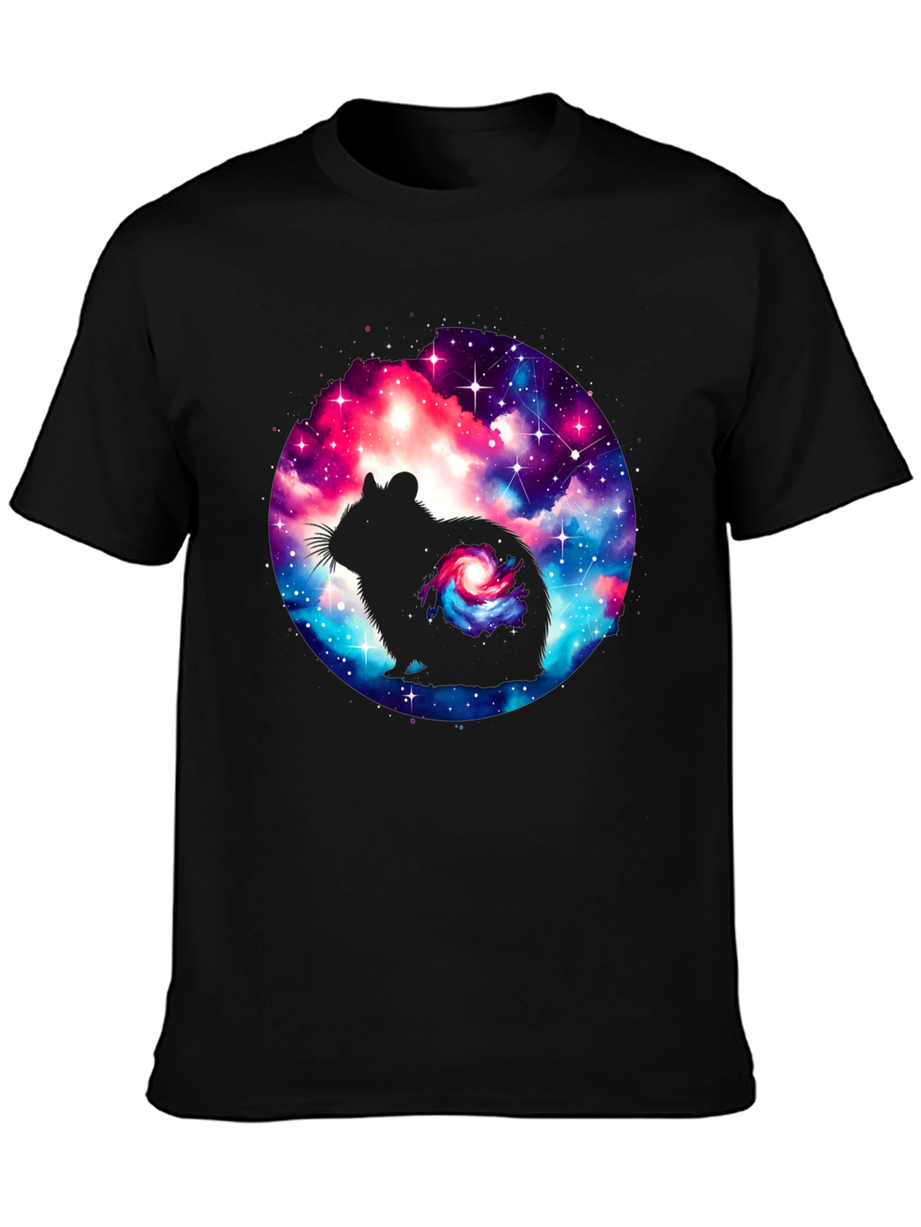 Black Galaxy Hamster Graphic T-Shirt view 3