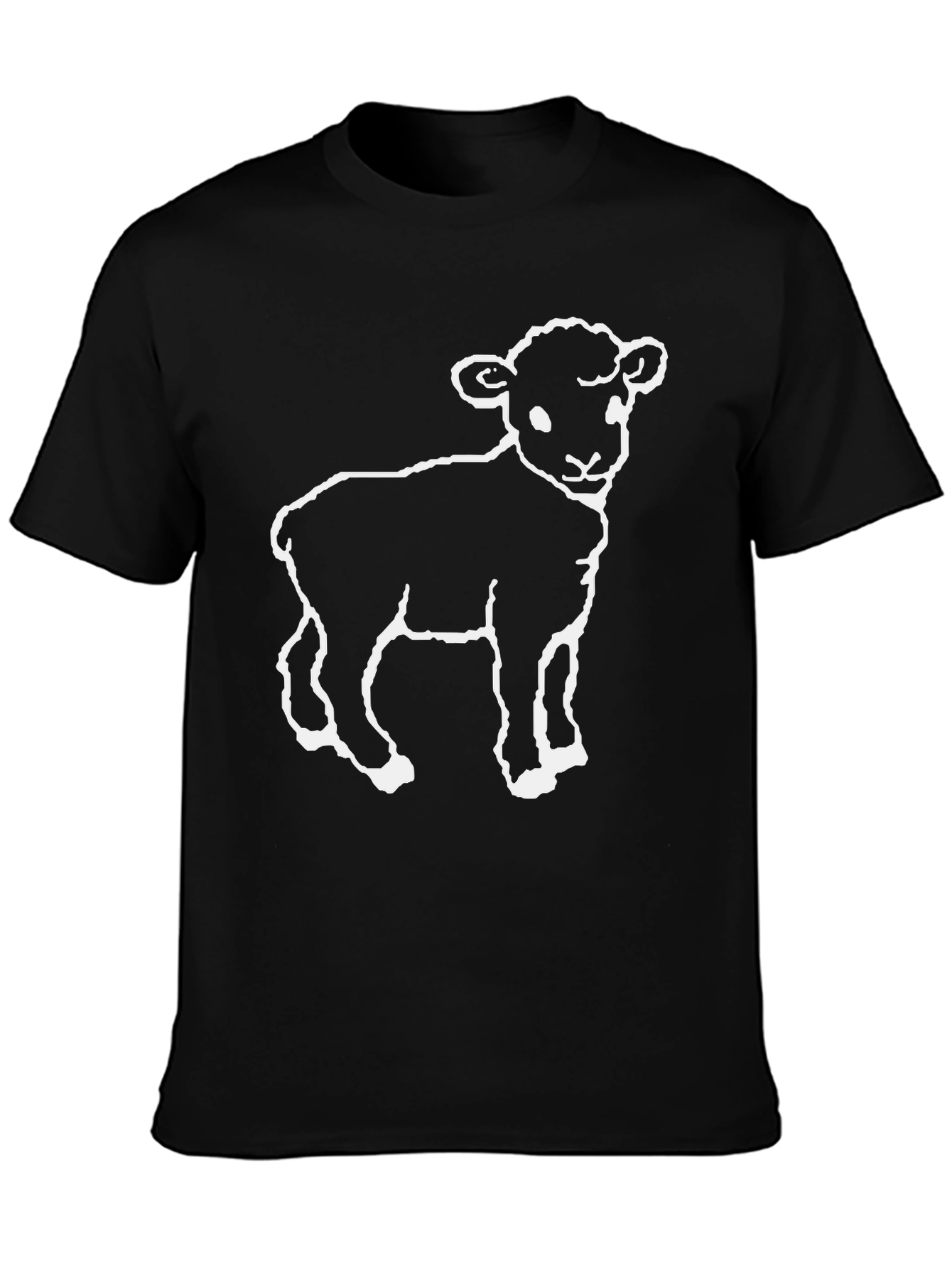 Black Lamb Graphic T-Shirt - Black Cotton Blend view 3
