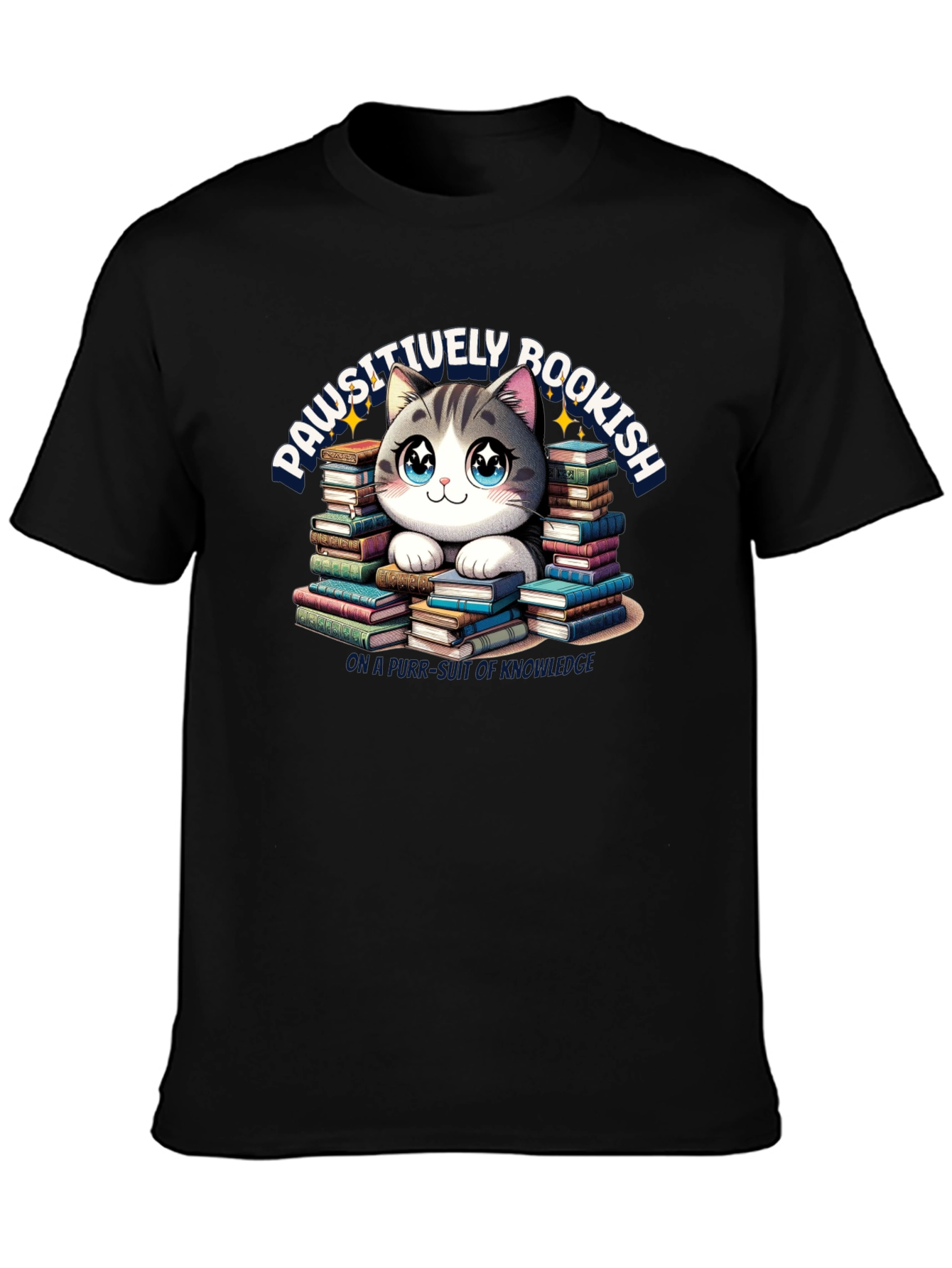 Black Pawsitively Bookish T-Shirt view 3
