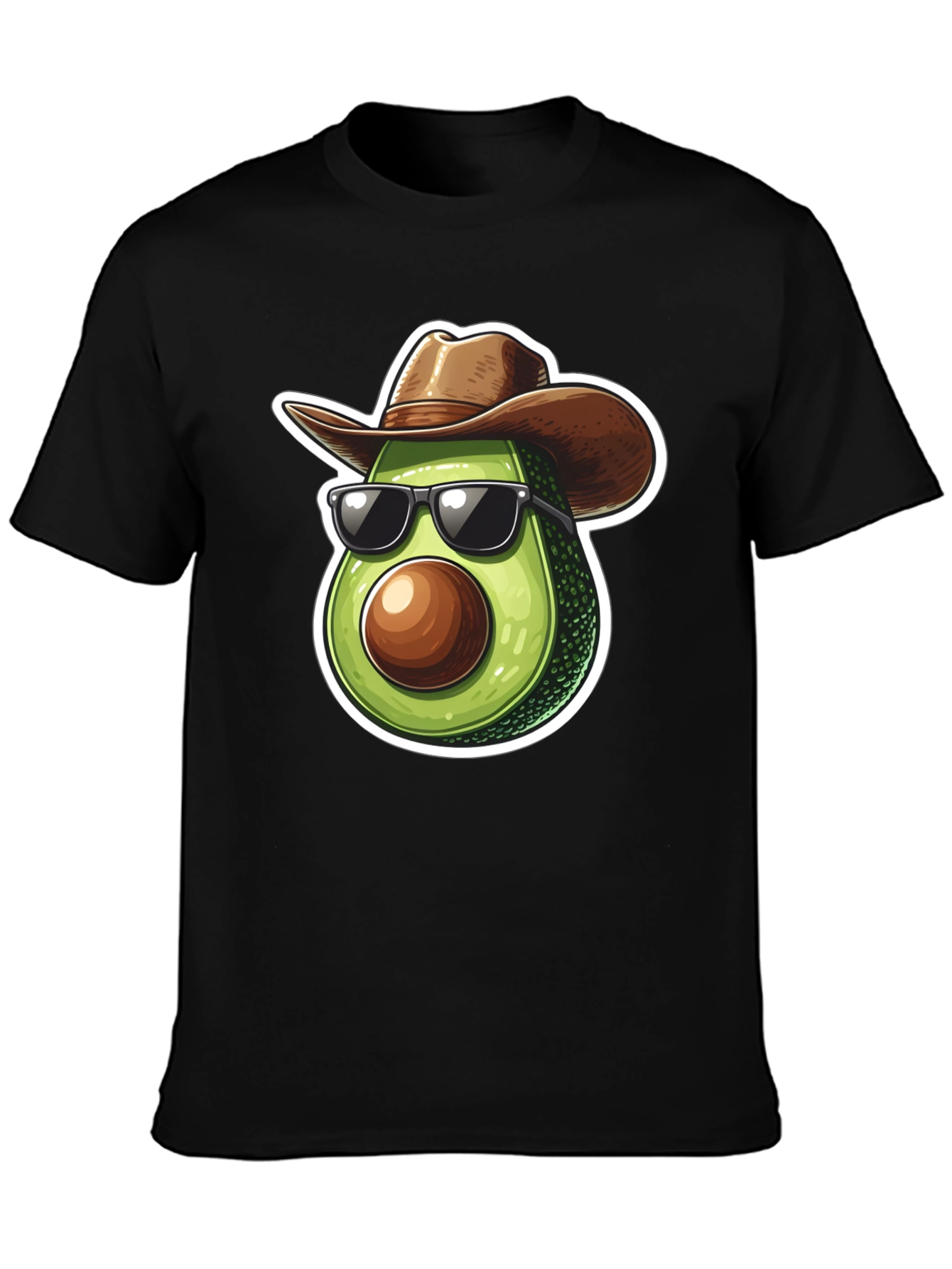 Black Cool Avocado Cowboy Graphic Tee - Black T-Shirt view 3