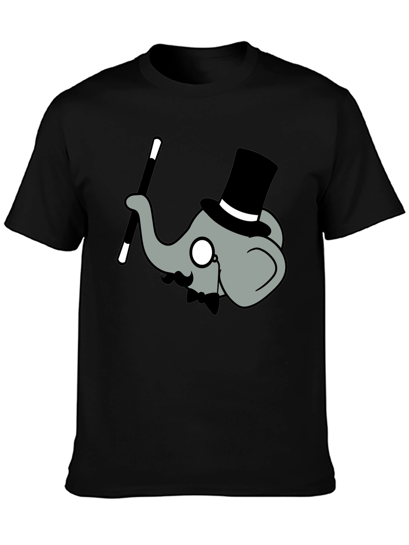 Black Elephant Magician Graphic Tee - Whimsical Cotton Shirt view 3
