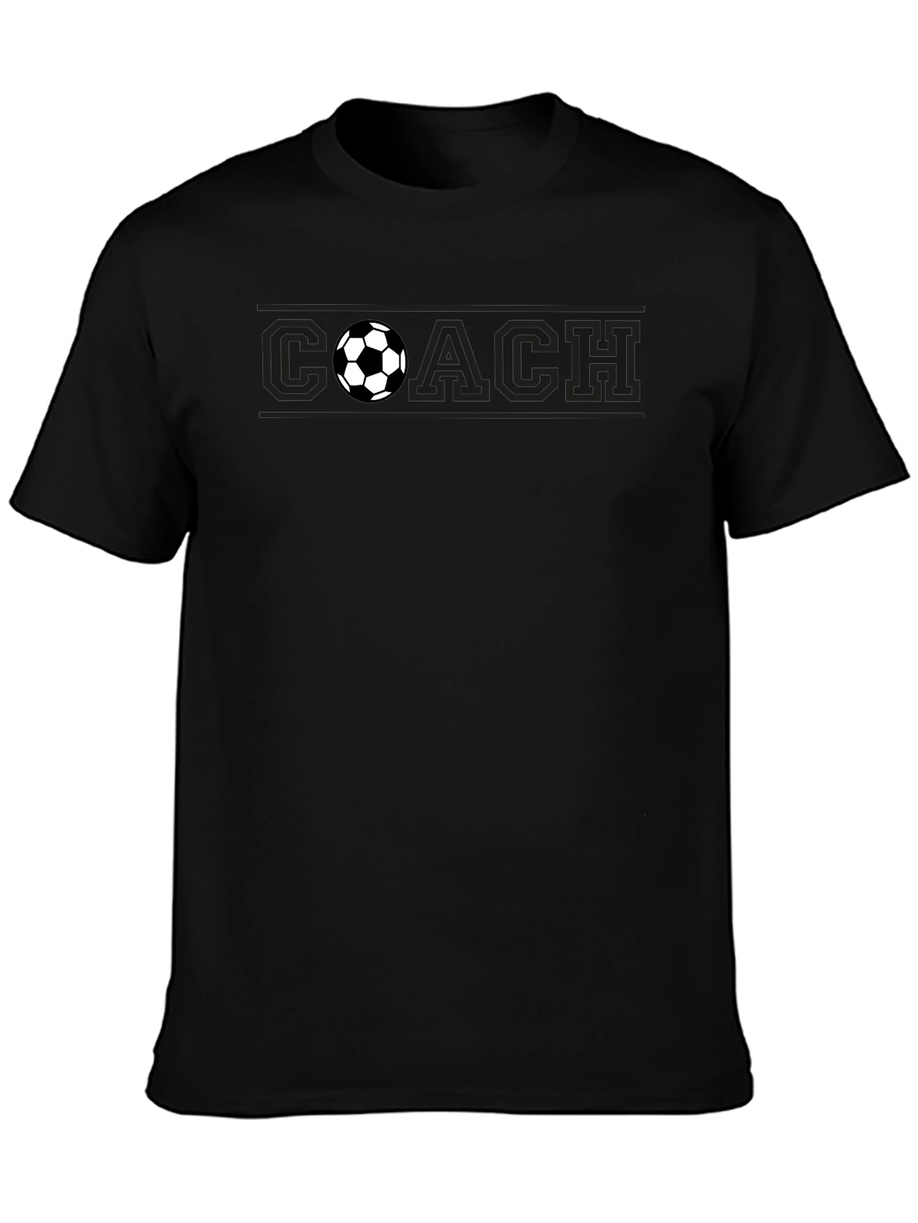 Black Soccer Coach Black T-Shirt view 3