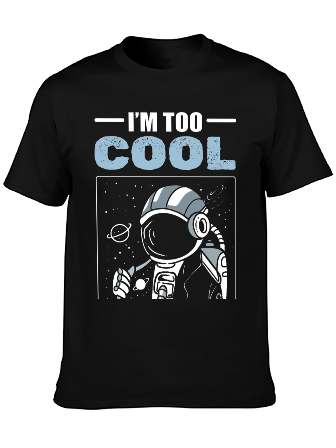 Black I'm Too Cool Astronaut Graphic T-Shirt view 3