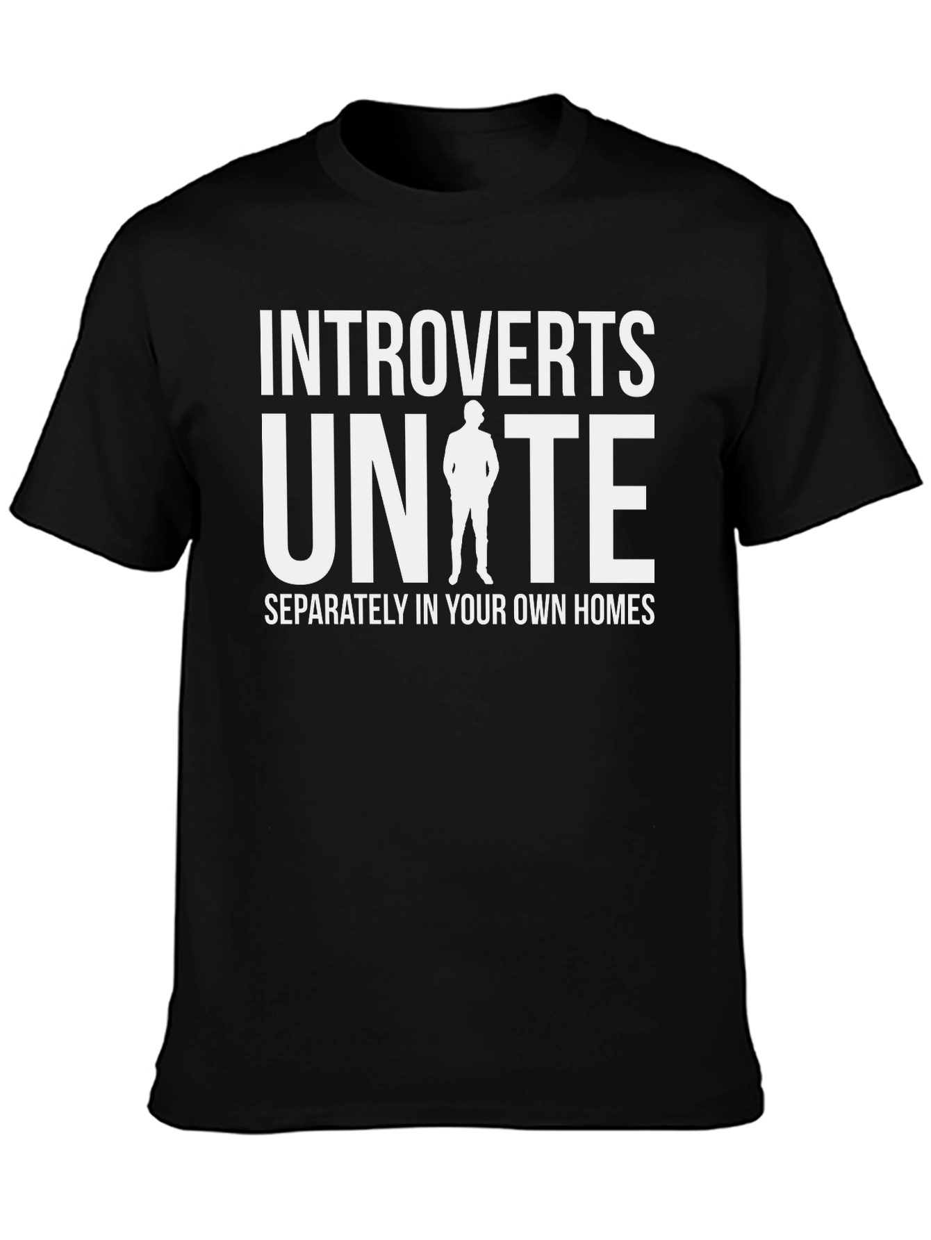 Black Introverts Unite T-Shirt - Separately at Home! view 3
