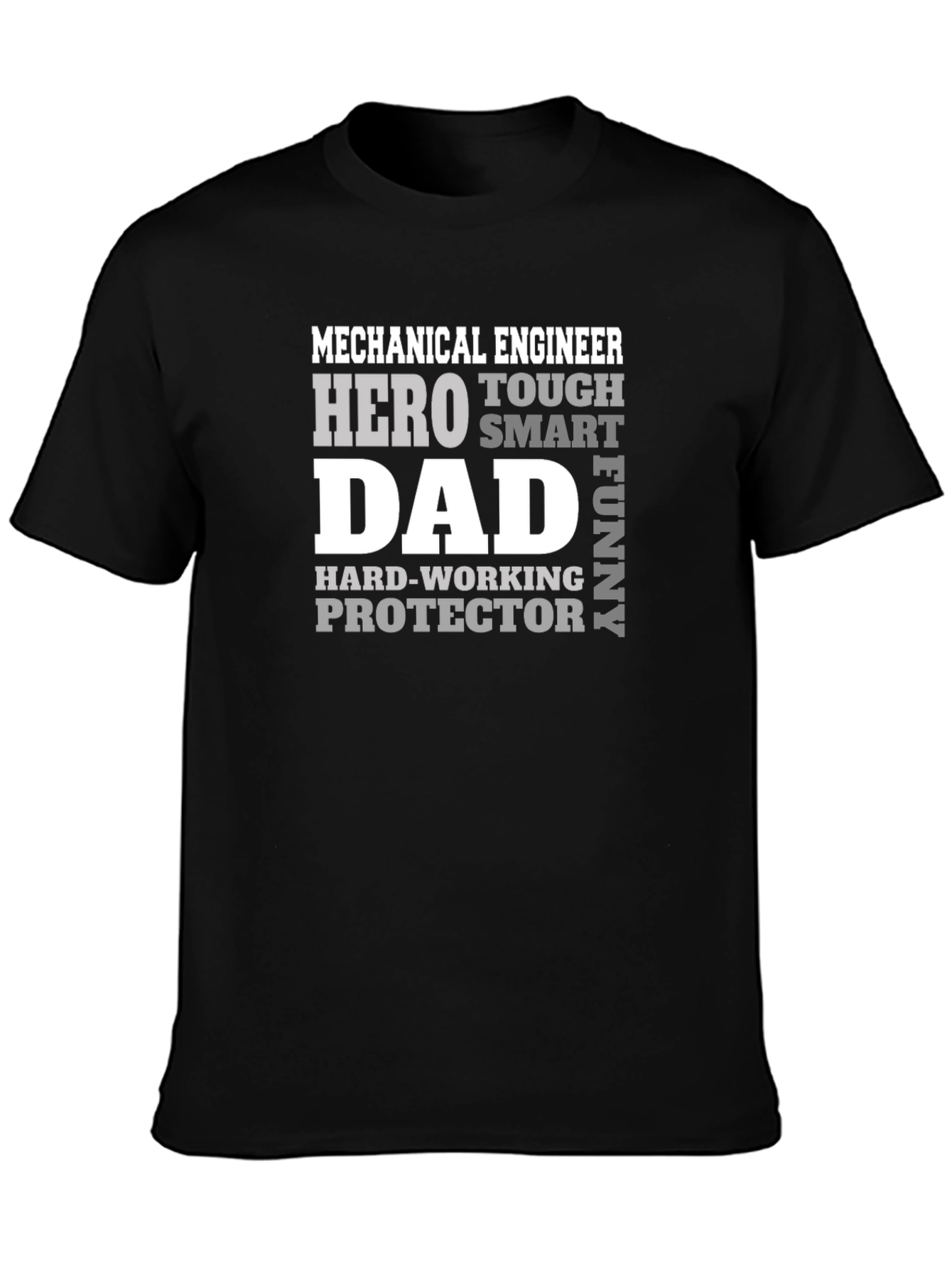 Black Mechanical Engineer Dad T-Shirt view 3