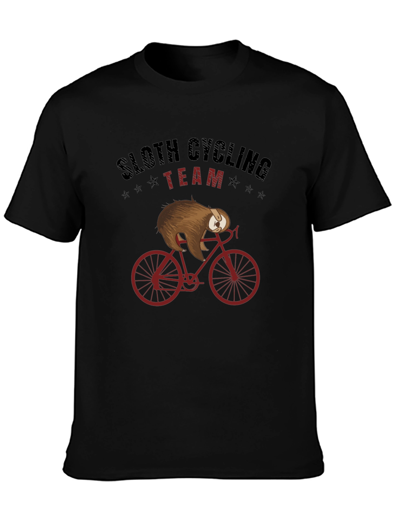 Black Sloth Cycling Team T-Shirt - Funny Animal Graphic Tee view 3