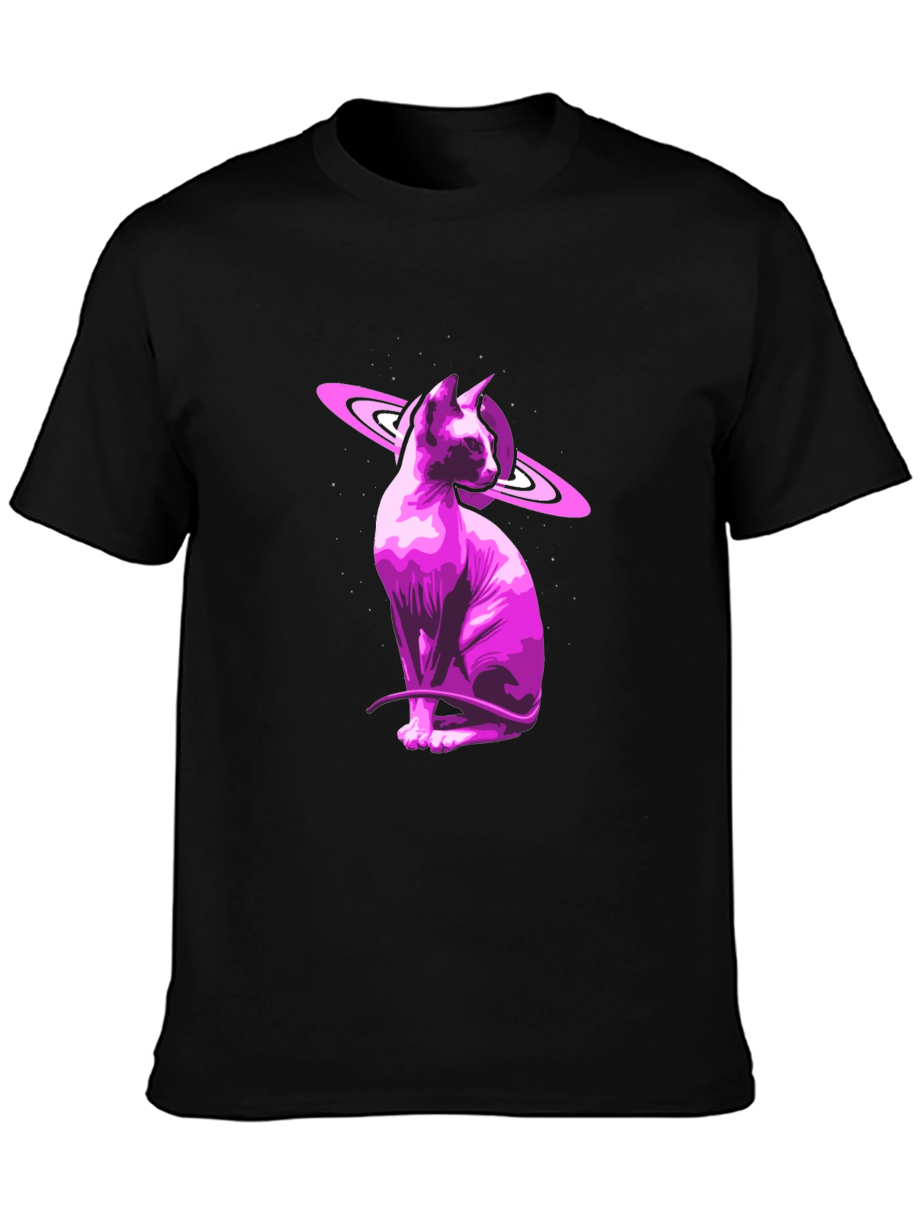 Black Cosmic Sphynx Cat Graphic Tee - Black view 3