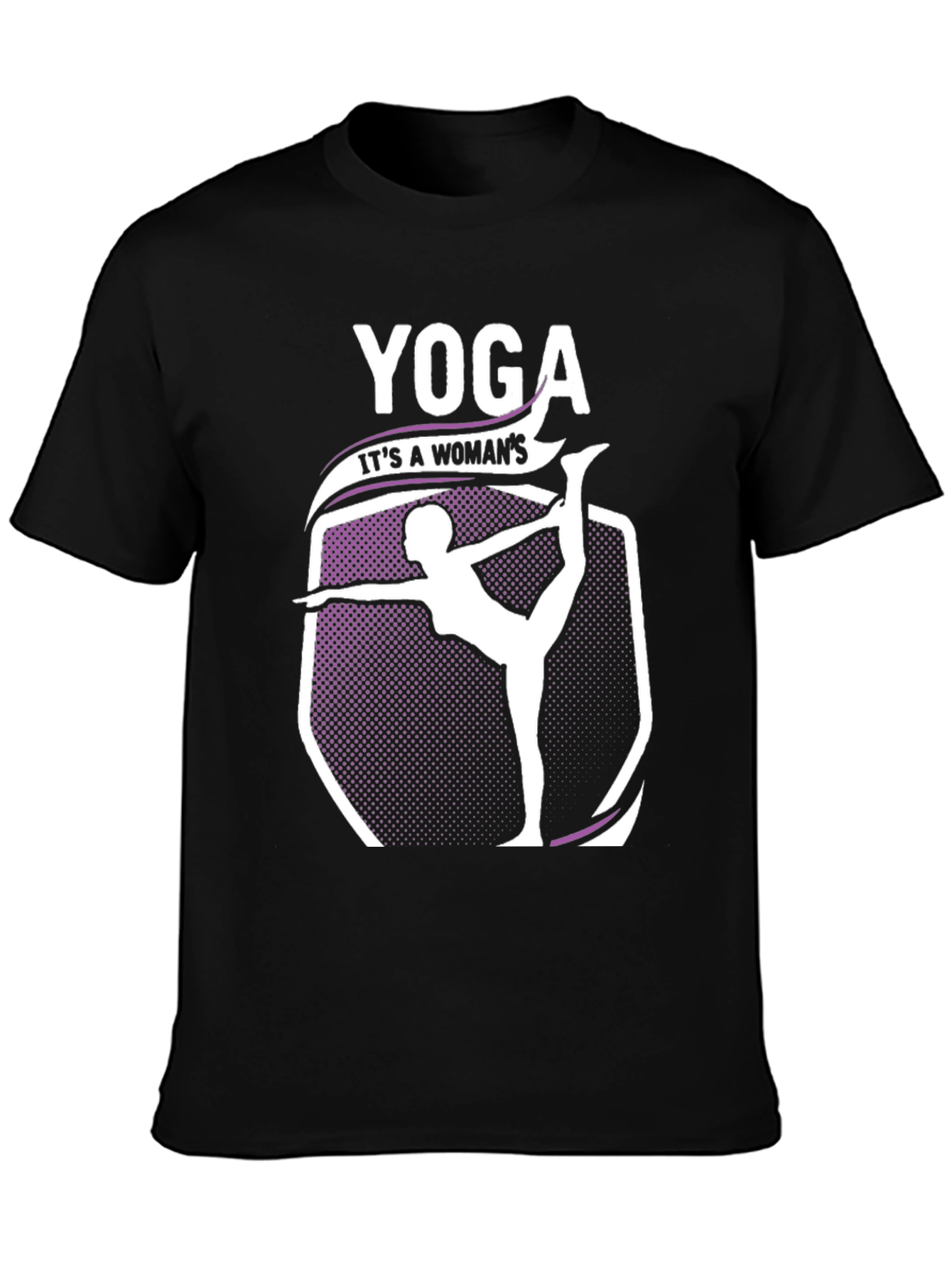 Black Yoga Woman's T-Shirt - Black Cotton Blend view 3
