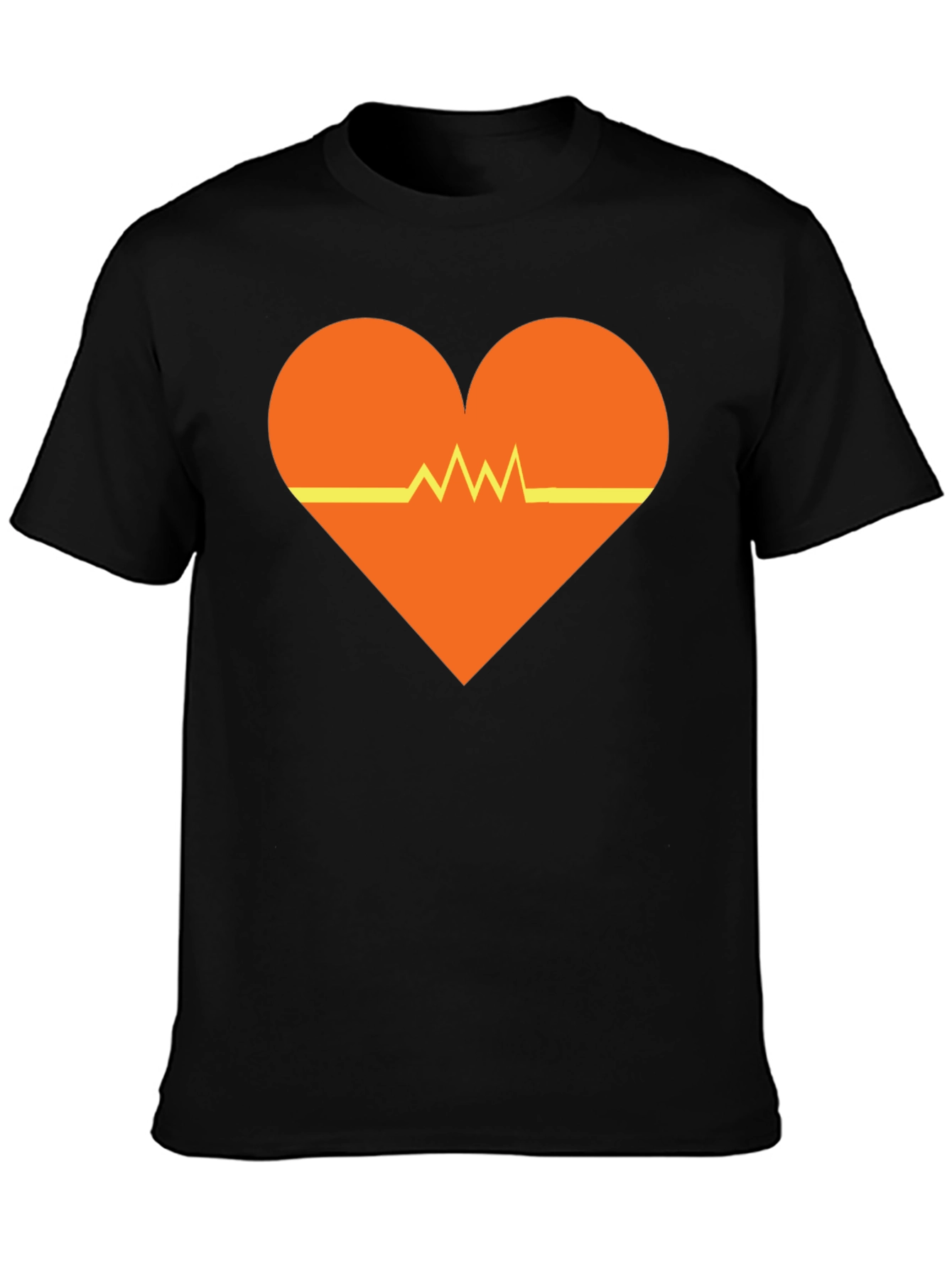 Black Heartbeat Heart Graphic Tee - Black Unisex T-Shirt view 3