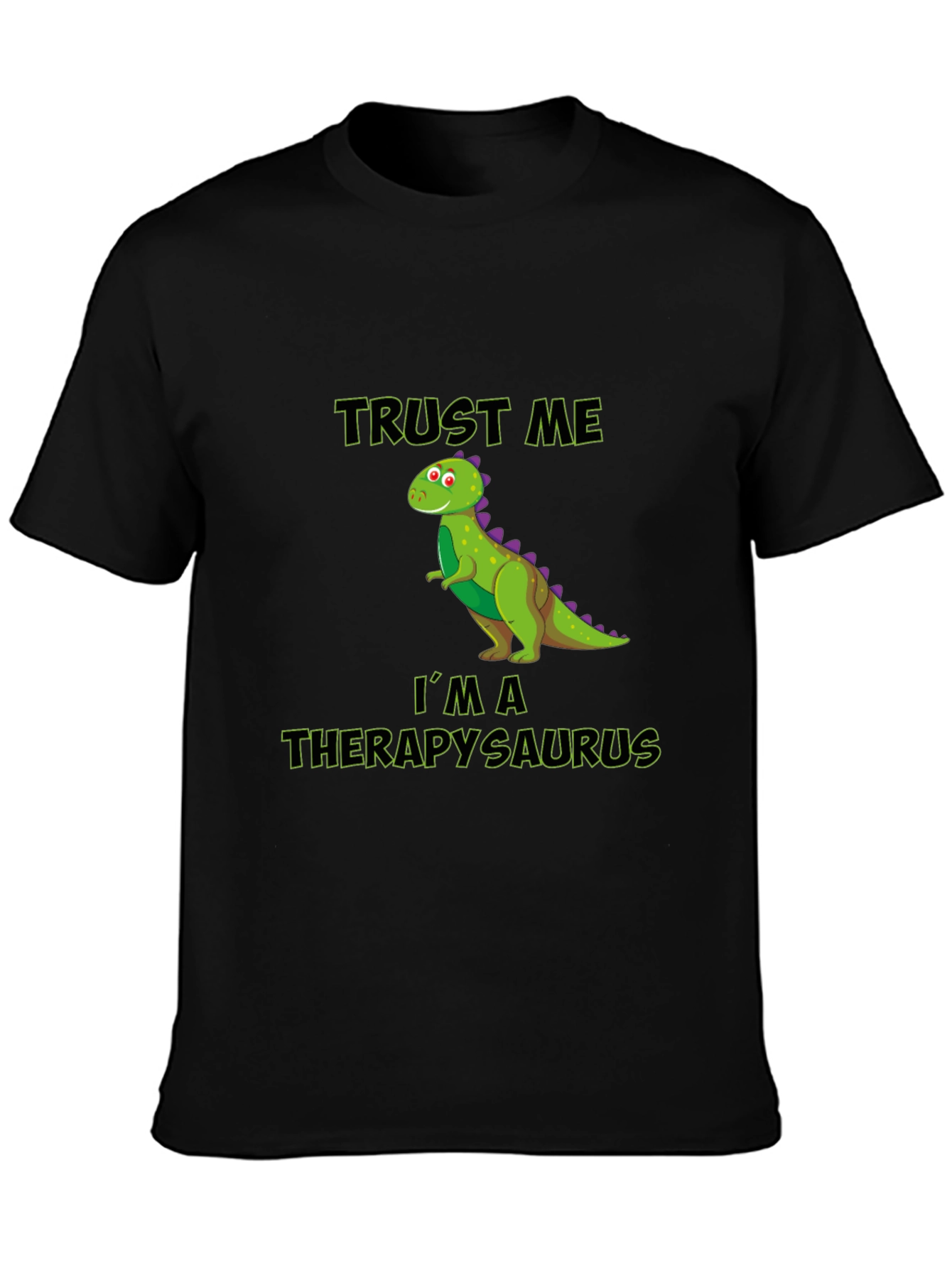 Black Therapysaurus T-Shirt - Funny Dinosaur Therapist Tee view 3