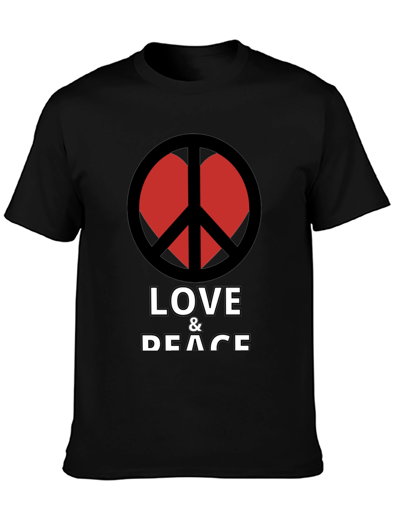 Black Love & Peace T-Shirt - Black Crew Neck Graphic Tee view 3